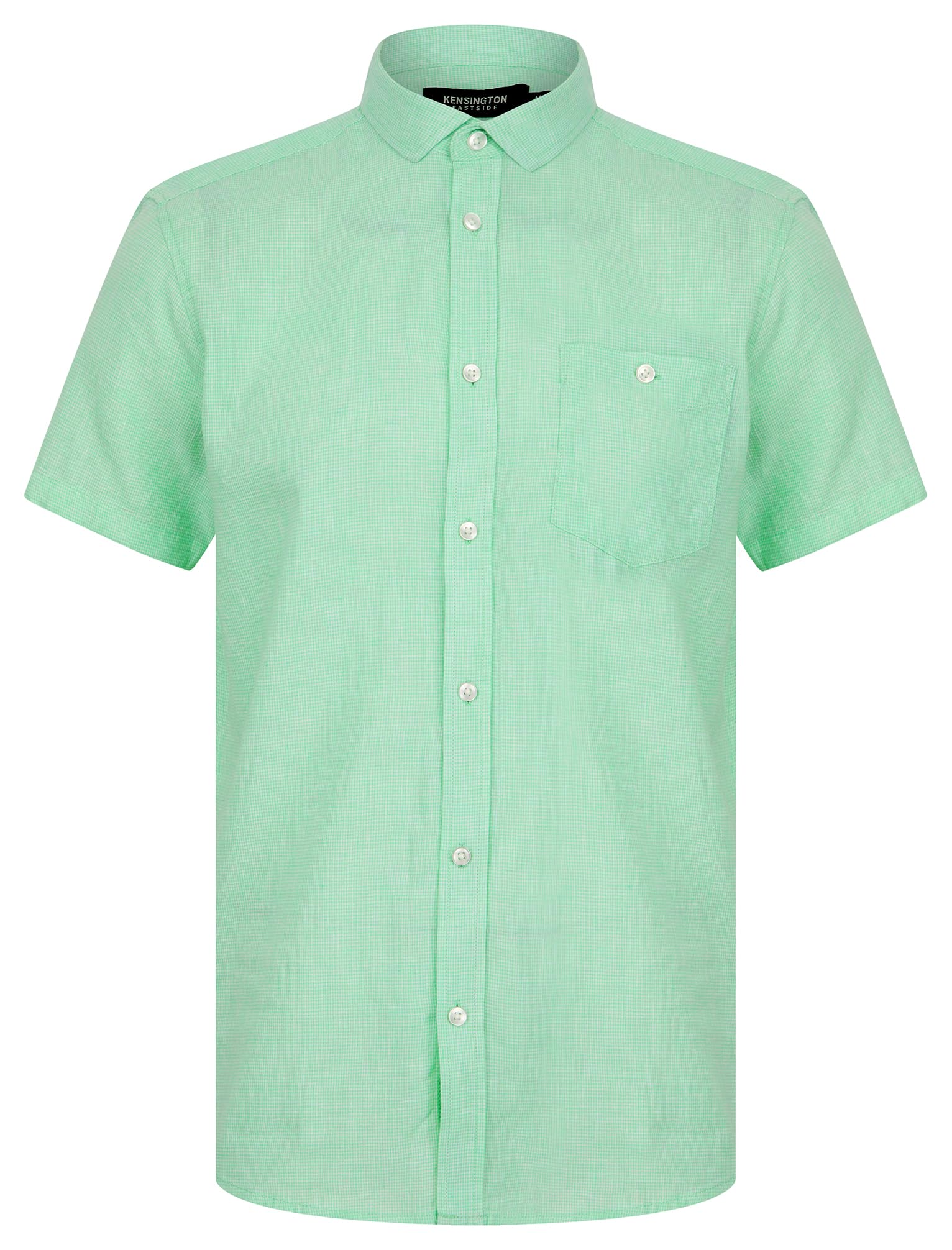 Kensington Eastside Men's 'Portree' Gingham Check Short Sleeve Linen Cotton Blend Shirt