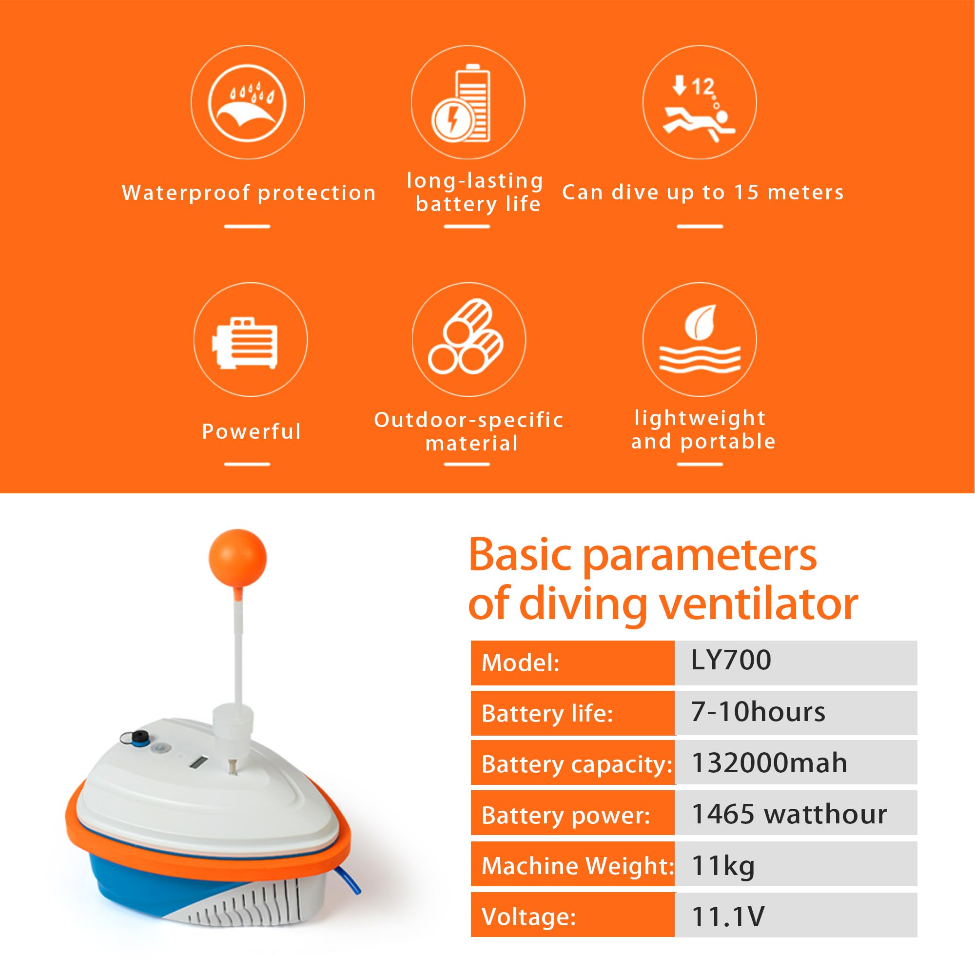 TUXING Scuba Diving Ventilator Tankless Diving System,Portable Rechargeable Scuba Diving Tank,Waterproof Air Compressor,Swimming Pool Toys Diving Toys,Dive Without Tanks (LY700-Single User)