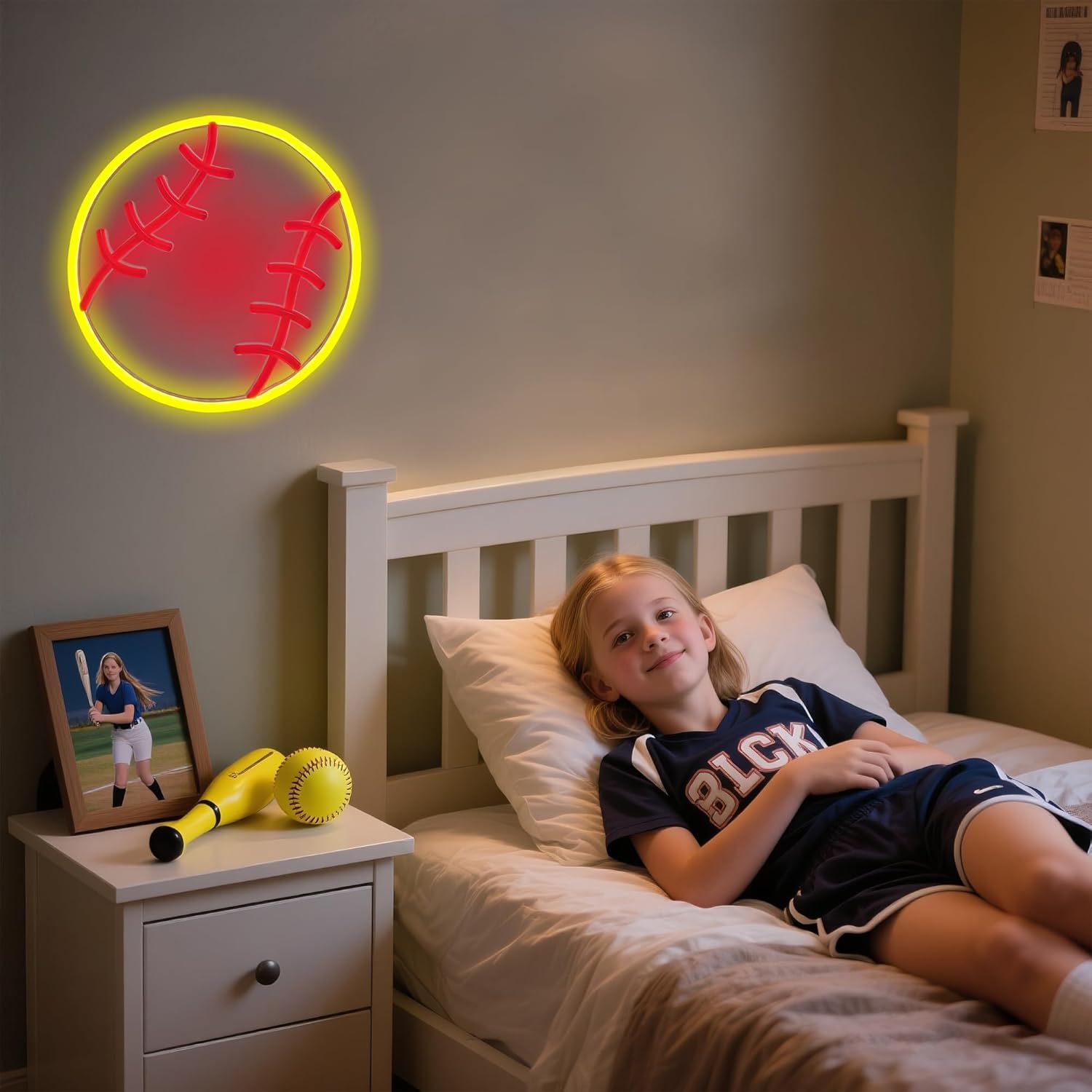 Softball Neon Sign for Wall Decor - 9x9 Inches USB Powered LED Light with Adjustable Brightness, Sports Room Decor for Girls, Perfect Softball Gifts for Mom and Fans - Image 3