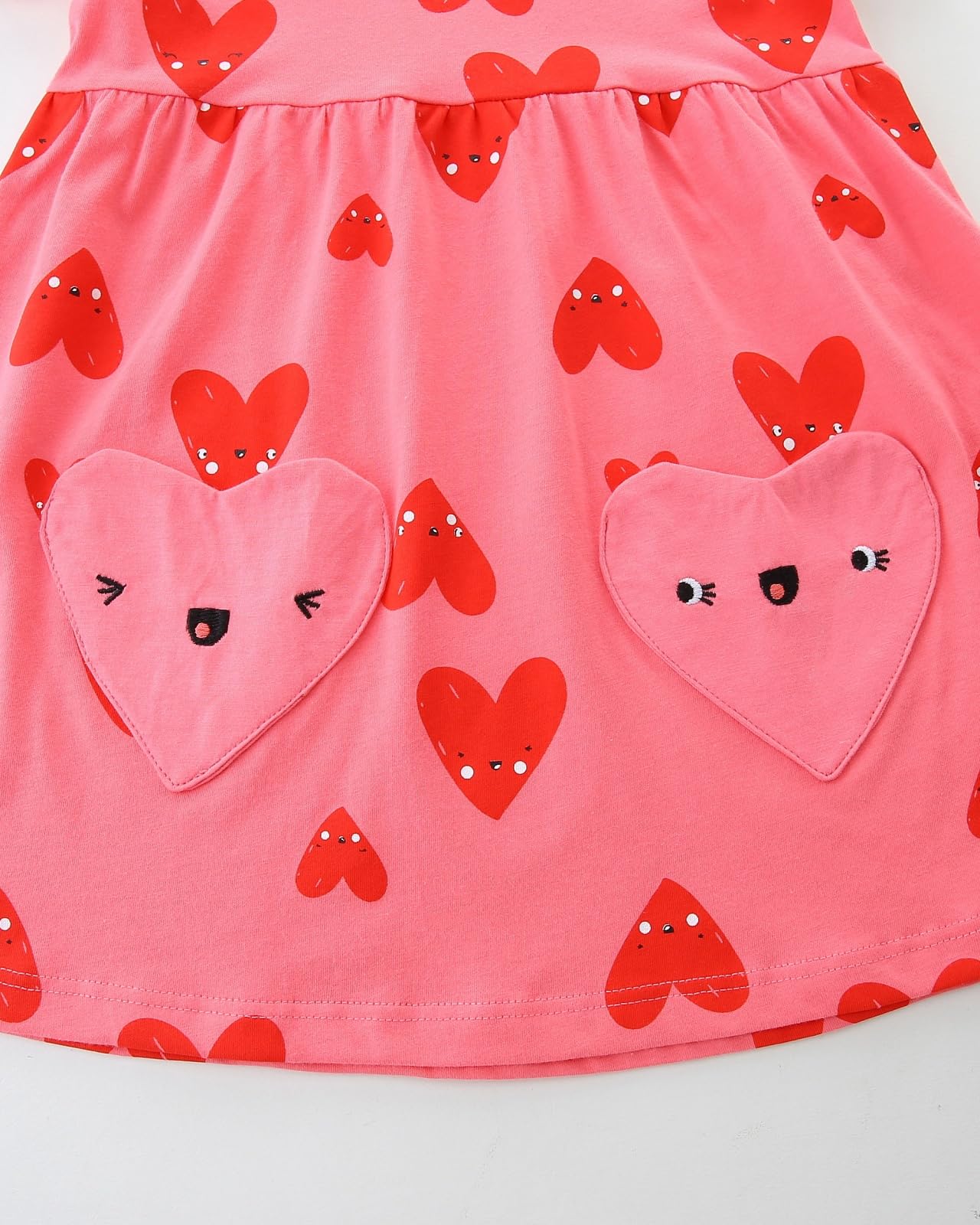 Robe d'été pour Fille Coton Boutons ou Fleur Manches Courtes Style Détendu Vetement Enfants de 1-7 Ans