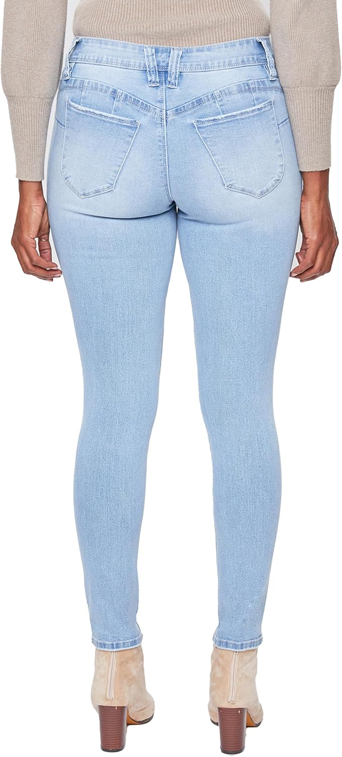 Royalty for Me Womens Women's Wannabettabutt Mid-Rise Regular Hem Skinny Sustainable JeanPants - Image 3