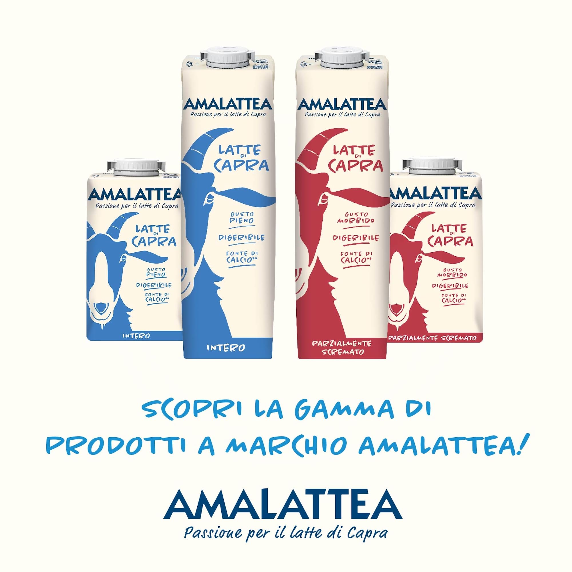 Granarolo, Latte di Capra Amalattea, 6 Confezioni di Latte Intero UHT da 1 lt, Dal Gusto Pieno, Ricca Fonte di Calcio