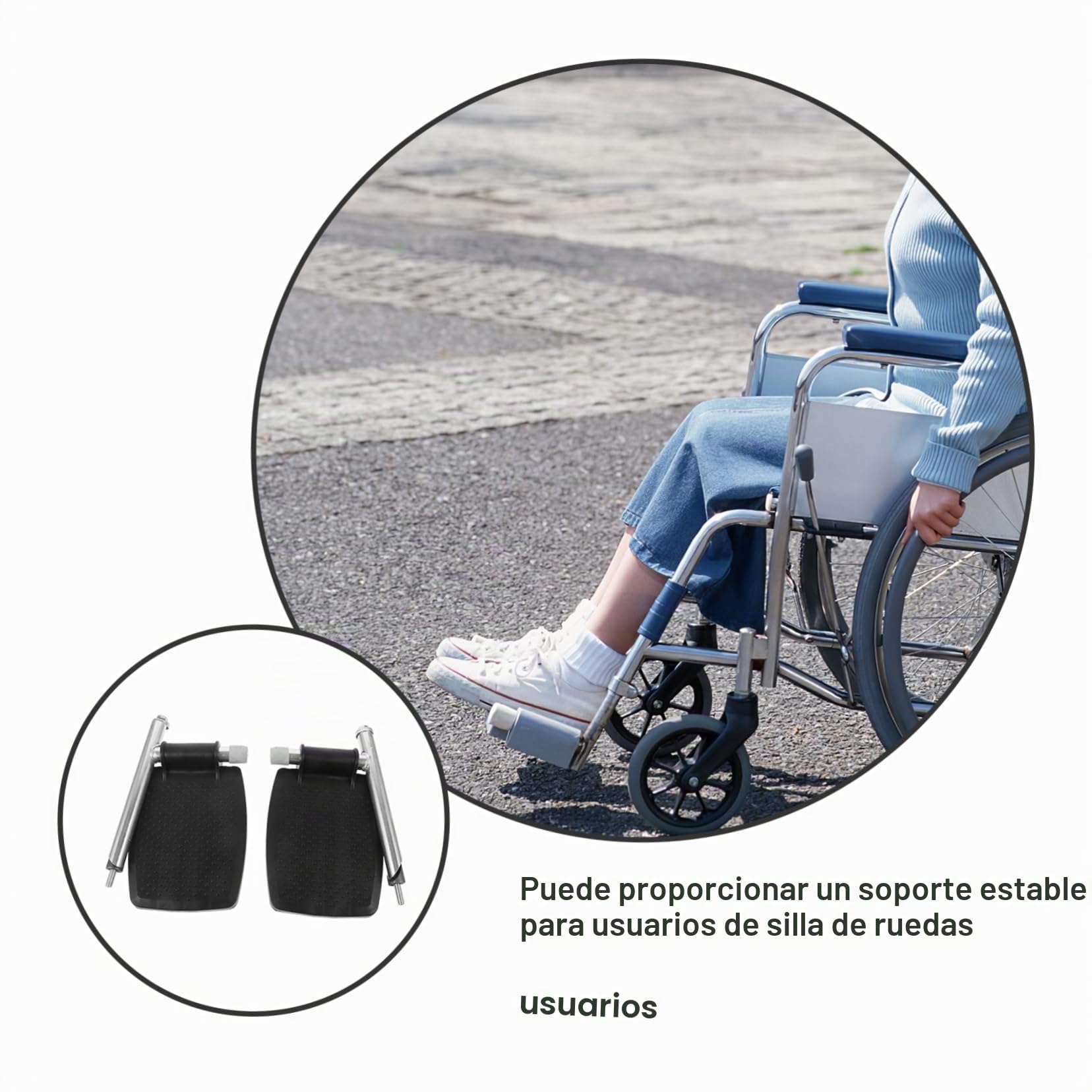 Reposapiés de Repuesto para Silla de Ruedas, 1 Par Negro | Metal y Abs, Diseño Plegable, Uso Cómodo, para Usuarios Movilidad Reducida
