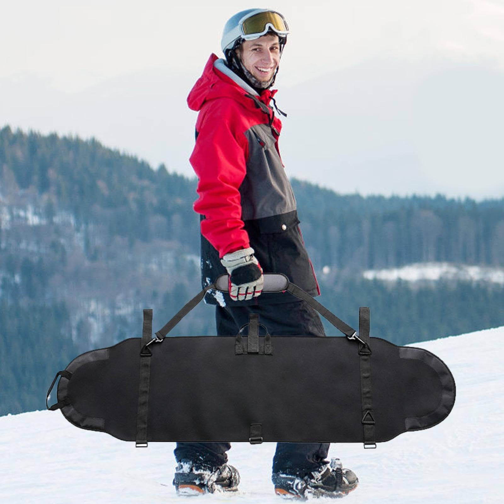 Generico Borsa da Snowboard per Viaggi Aerei, Impermeabile, Resistente, Portatile, Nero, 145x40 cm