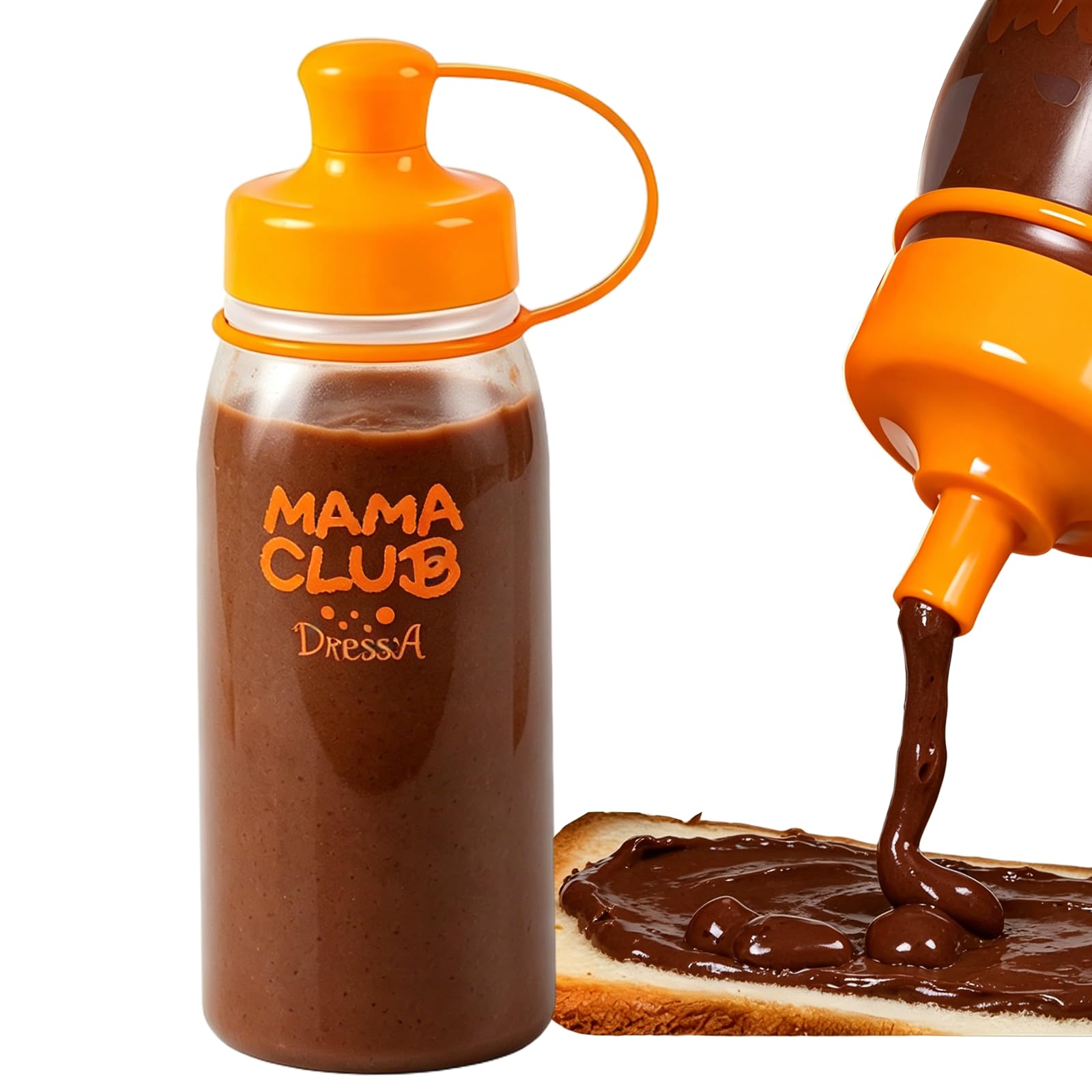 Squeeze Bottle Compatible with Nutella, 400ml Plastic Condiment Squeeze Bottle with Refill & Dispensing Lids, Chef Squeeze Bottle for Peanut Butter, Sauces, Ketchup, BBQ, Salad Dressing, Syrup
