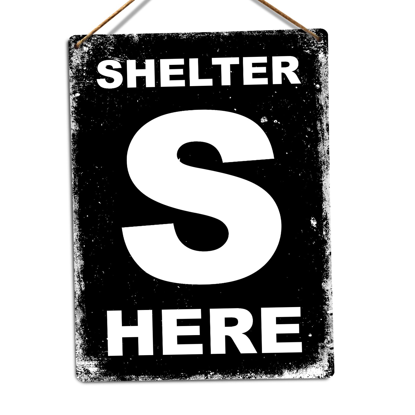 WTF | Shelter Here | Twine - Metal Wall Sign Plaque Art Inspirational