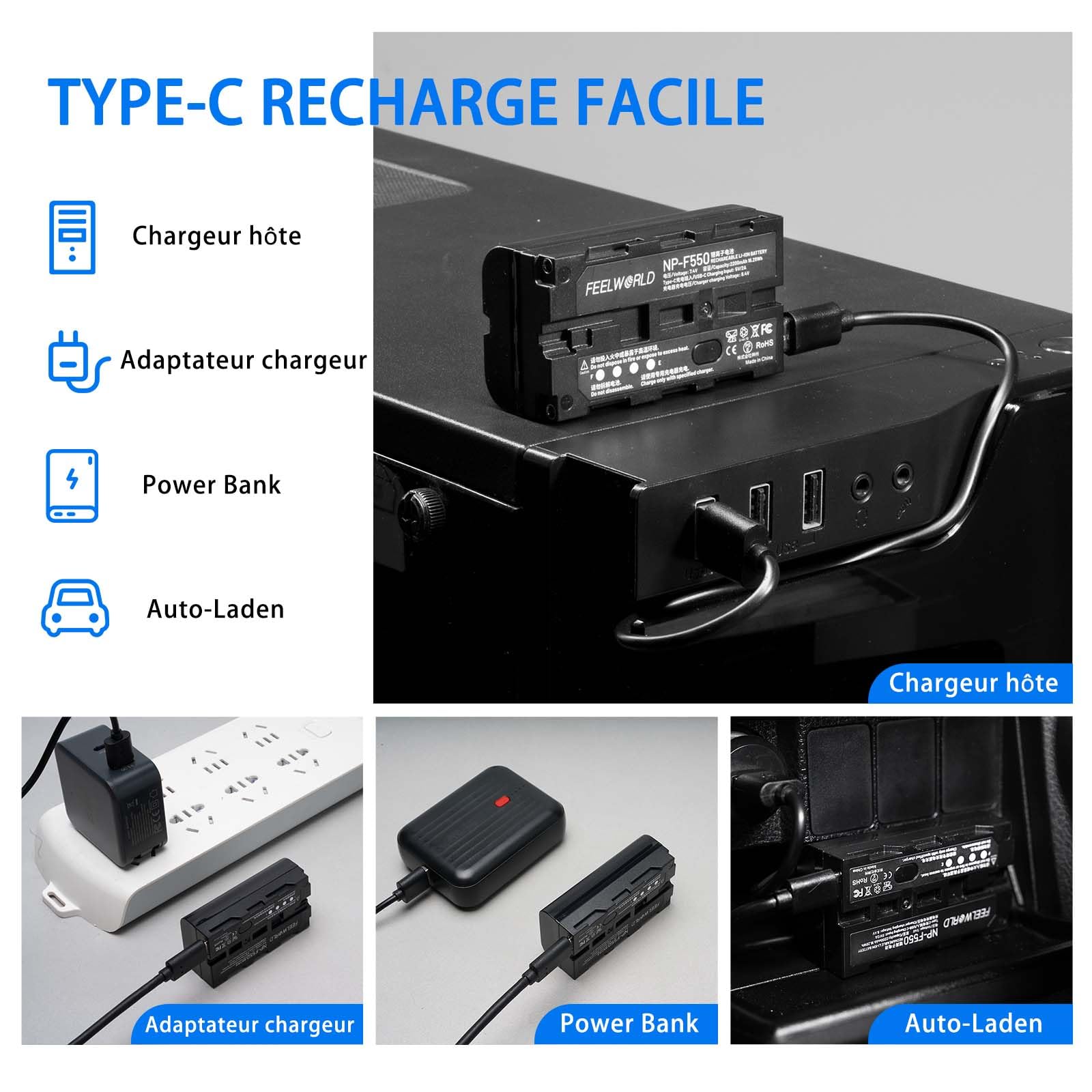 ENEGON NP-F750 5600mAh USB-C Batteria Di Ricambio a Carica Diretta Per NP-F980 NP-F970 NP-F960 NP-F950 NP-F930 NP-F770 NP-F750 NP-F570 NP-F550