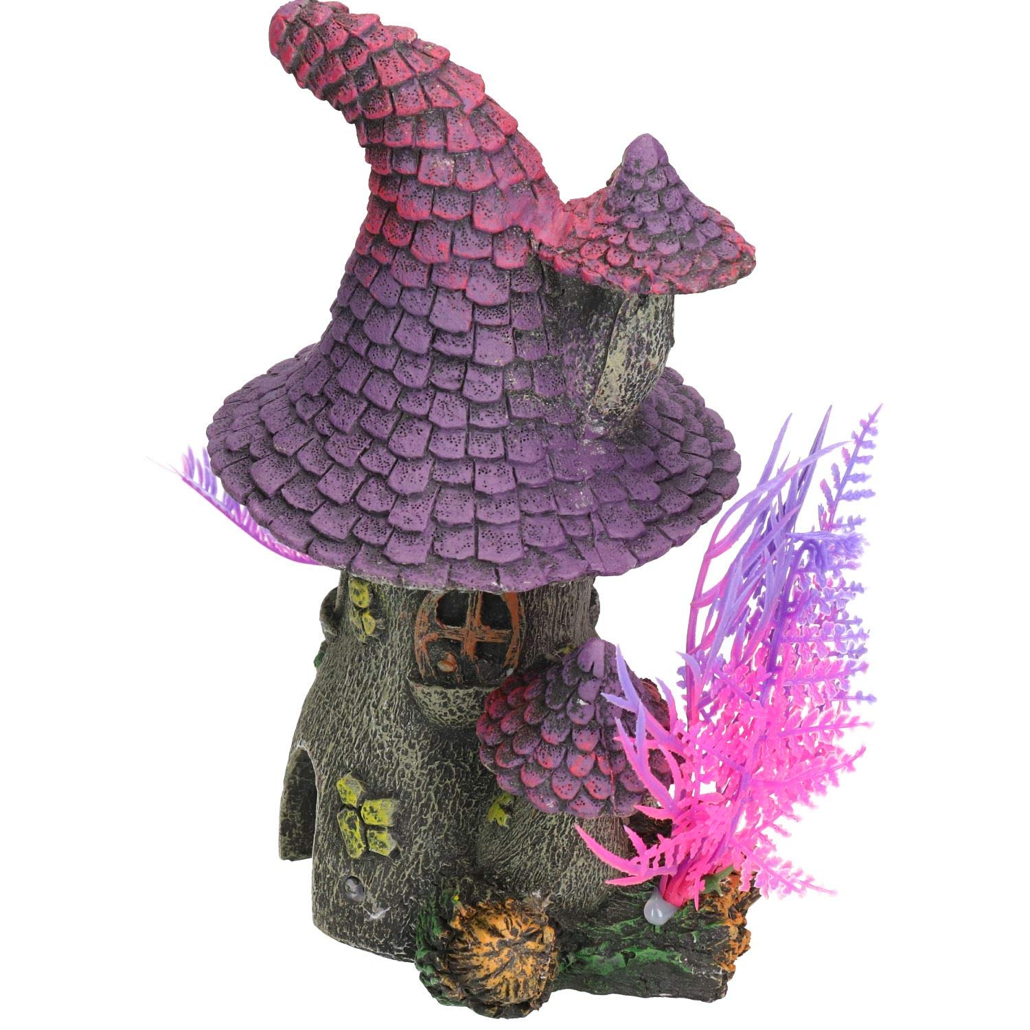 ROSEWOOD Palissandro Viola Tetto Pixie House Fish Tank/Aquarium Ornamento