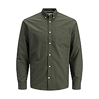 JACK & JONES Male Camicia per Il Tempo Libero Slim Fit, Forest Night/Fit: Slim Fit