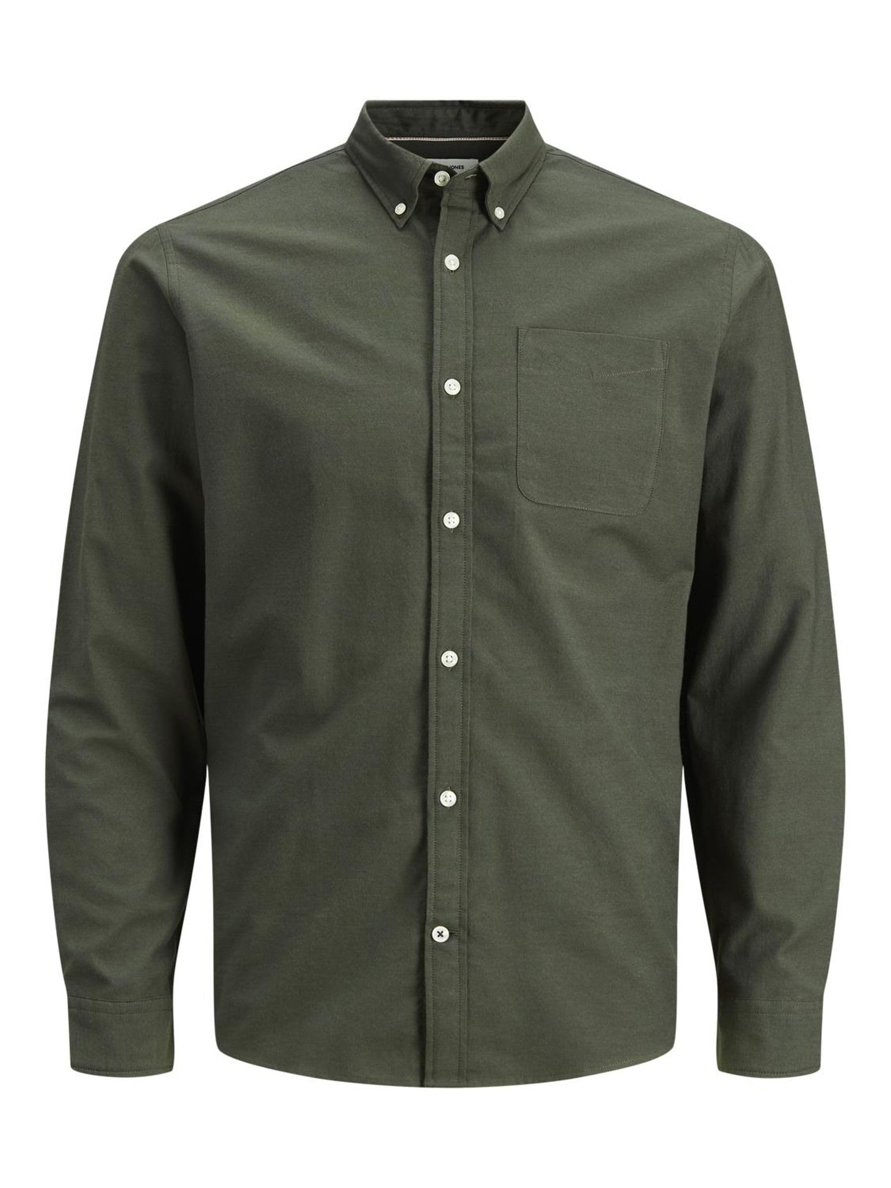 JACK & JONES Oxford Shirt Langarm Slim-Fit Grün
