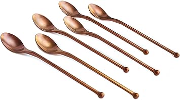 KNORK 6-Piece Iced Teaspoon Titanium Coated Stainless Steel Antique Copper