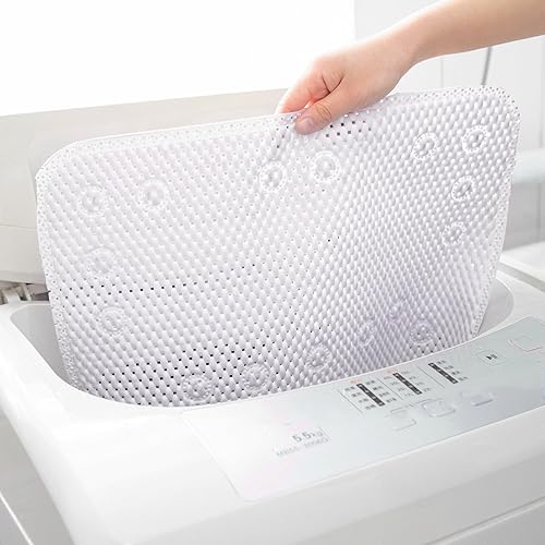 Miniatura 5 de DwellAid Tapete de bañera antideslizante color marfil de 36 x 17 pulgadas, tapete de ducha de espuma suave para bañera, tapete de bañera con