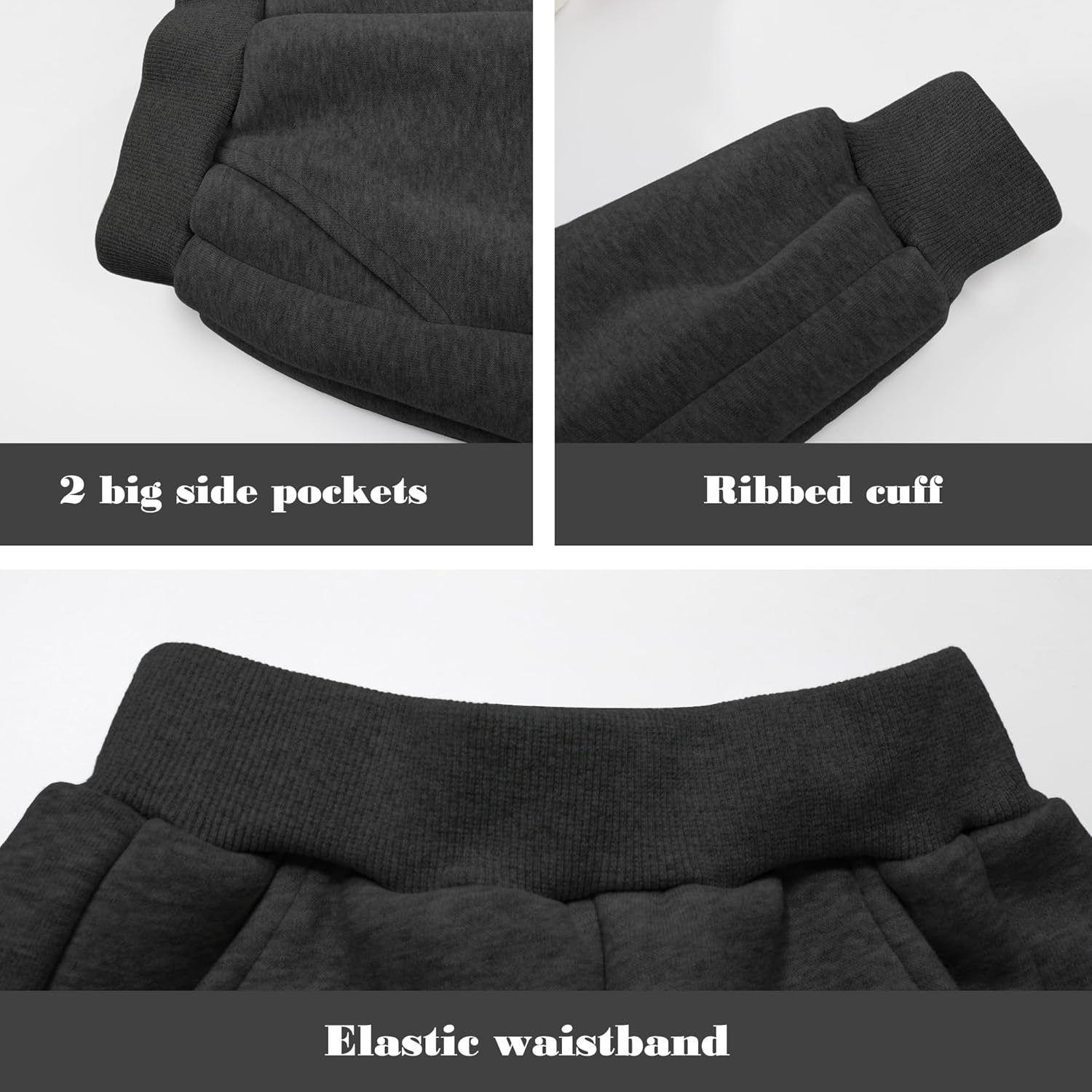 BIG ELEPHANT Boys Girls Fleece Lined Sweatpants, Winter Warm Soft Cotton Elastic Waist Kids Jogger Pants with Pockets - Image 5