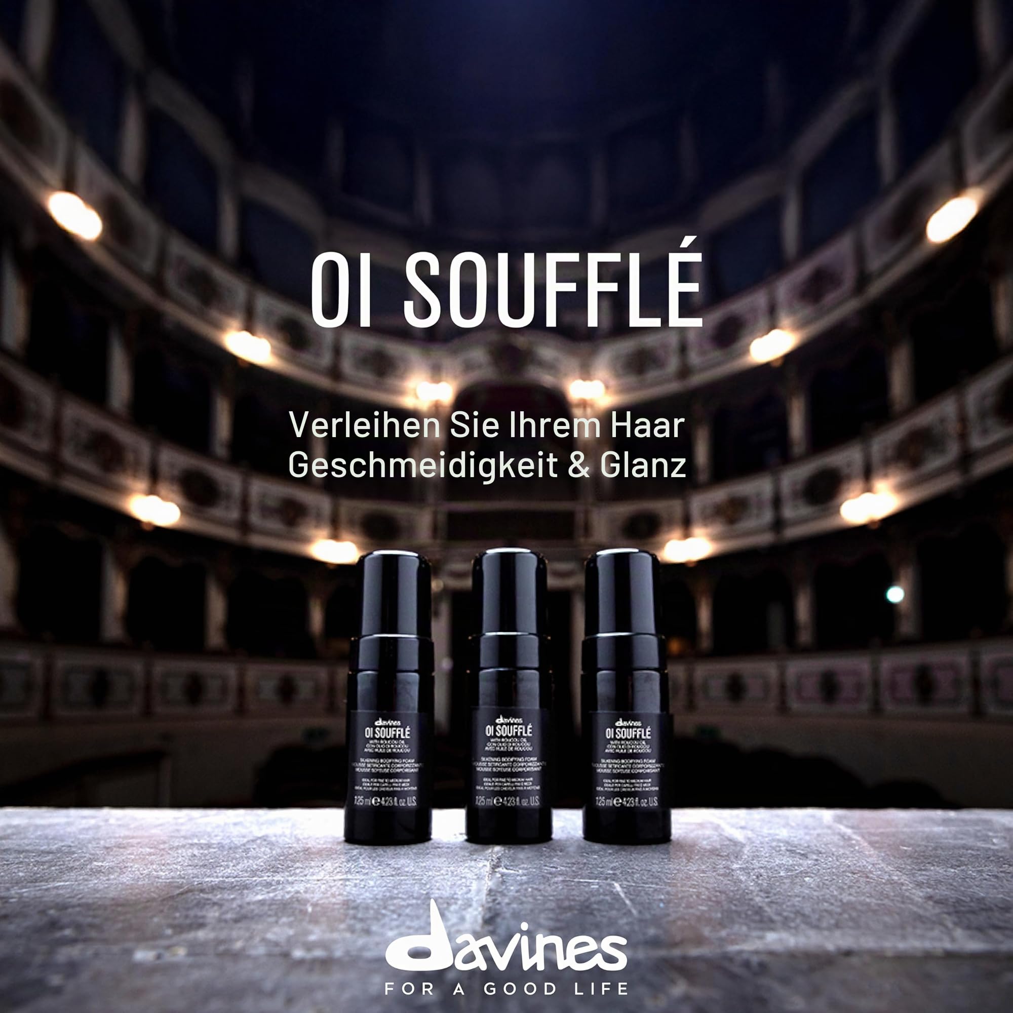 Davines OI Soufflé - Mousse liquida schiumogena leave-in setificante corporizzante - Perfetto per donare ai tuoi capelli una lucentezza straordinaria - 125 ml