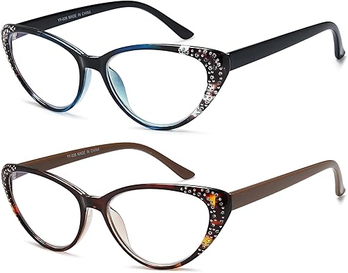 Miniatura 2 de Paquete de 2 lentes de bloqueo de luz azul para mujer, lentes de computadora de ojo de gato, lentes bloqueadores de luz azul, lentes con bisagra