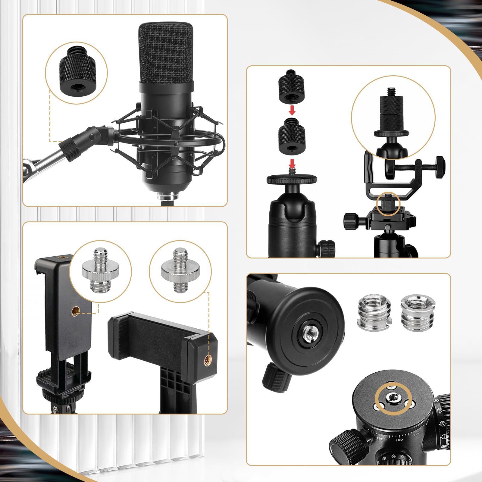 Walimex 3x Vis Adaptateur Convertisseur Spigot 3/8" - ¼" Raccord