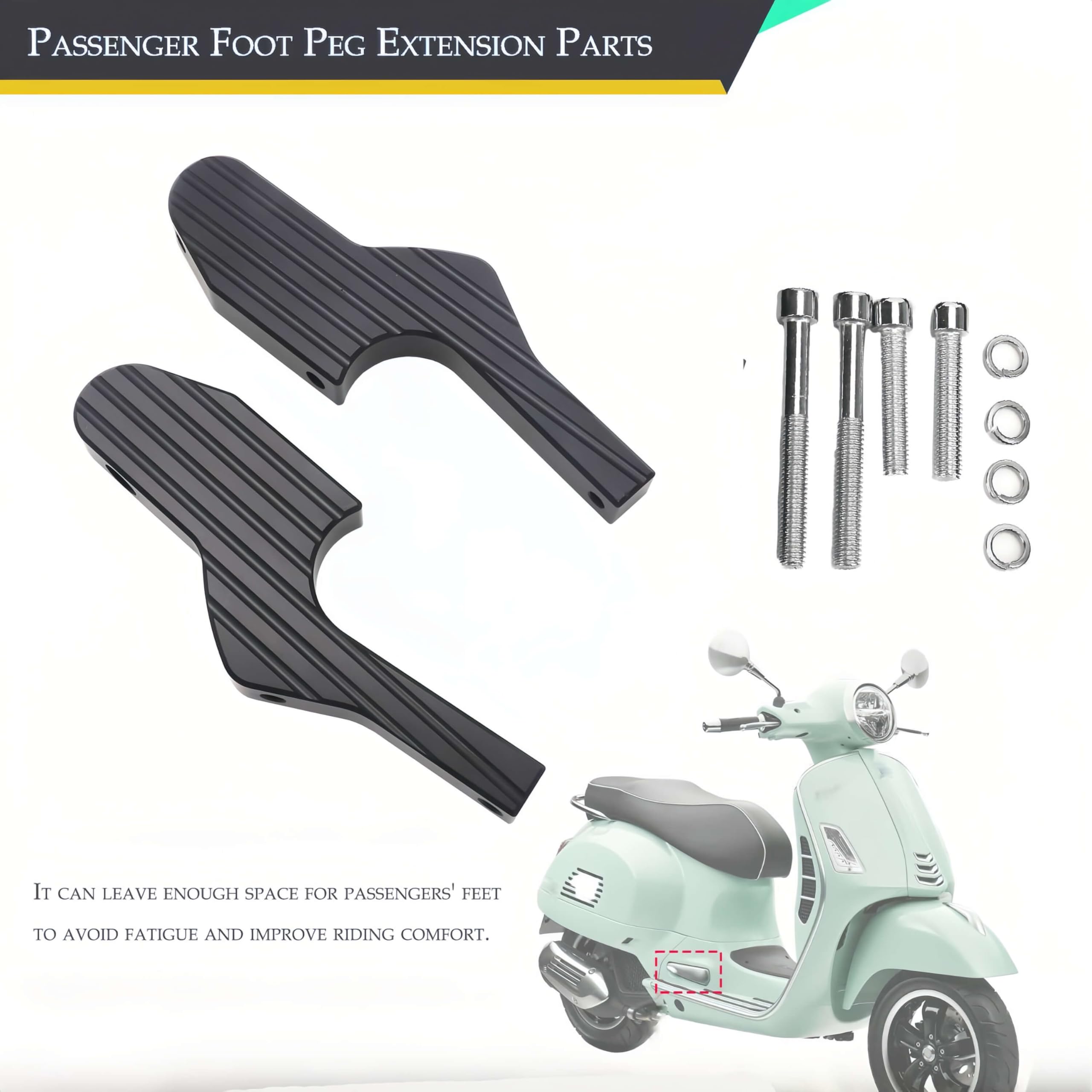 Estensioni per Pedane Passeggero, Pedane Estese per Vespa GT GTS GTV 60 125 200 250 300 300ie, Accessori per Moto