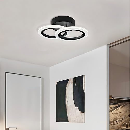 Miniatura 4 de Lámpara de techo moderna para pasillo, lámpara de techo LED negra, lámpara de techo redonda de acrílico, accesorios de iluminación para pasillo,