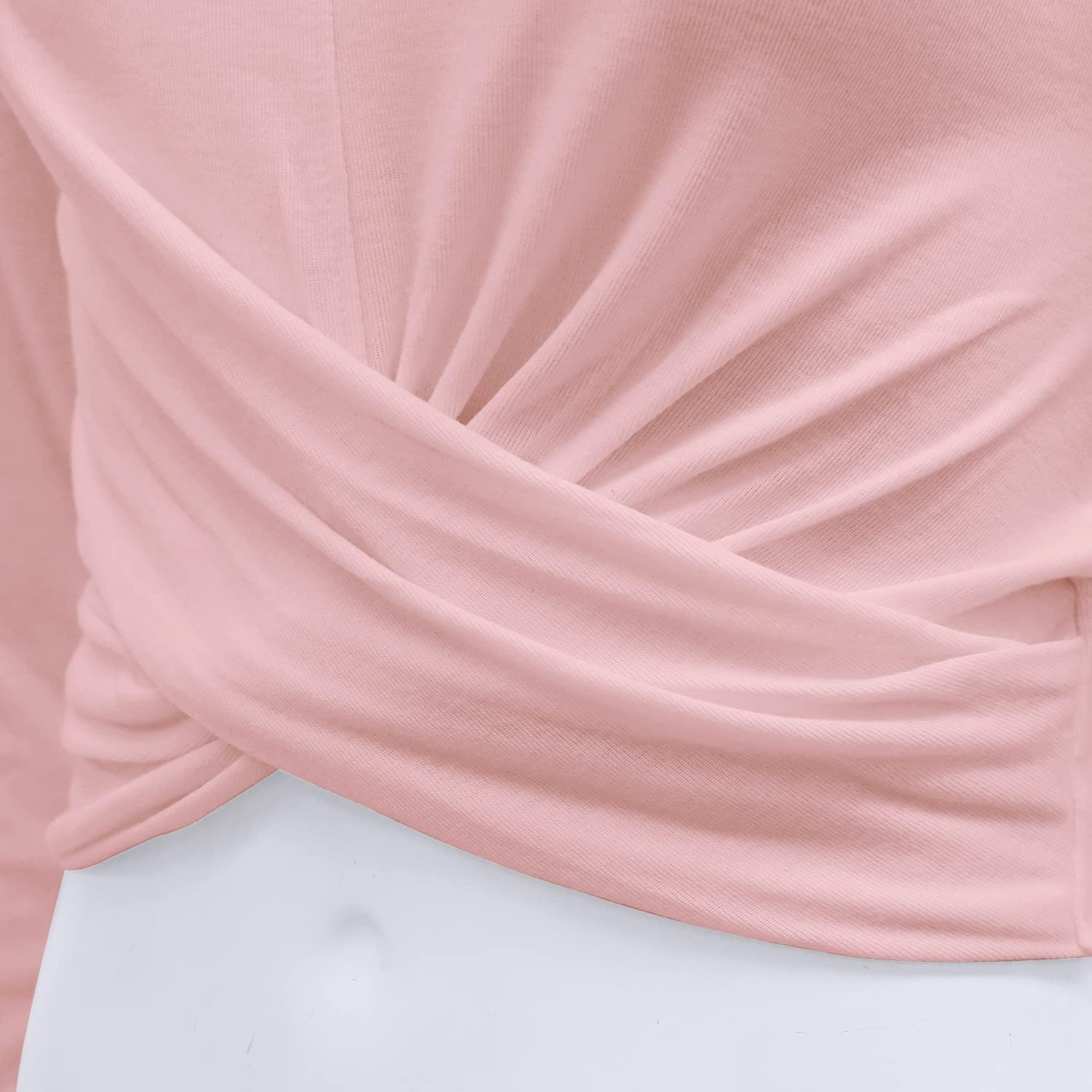 DREAM SLIM Womens Cute Long Sleeve Crop Tops Casual Fit Cross Wrap Yoga Running Shirts Gym Workout Tank Tops