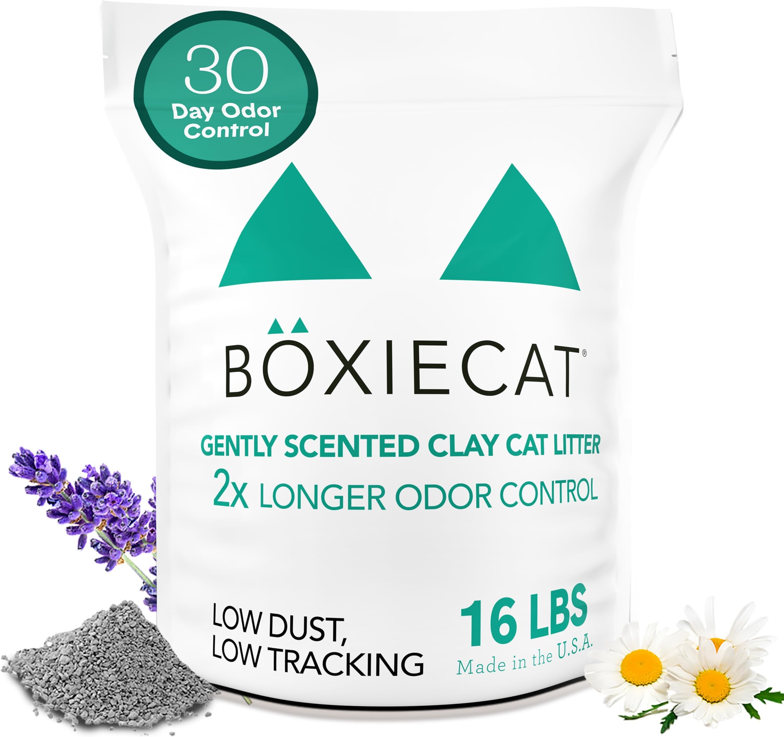 Boxiecat Boxie® Gently Scented 30 Day Odor Control Clumping Cat Litter, 16lb 99.9% Dust Free Clay Kitty Litter