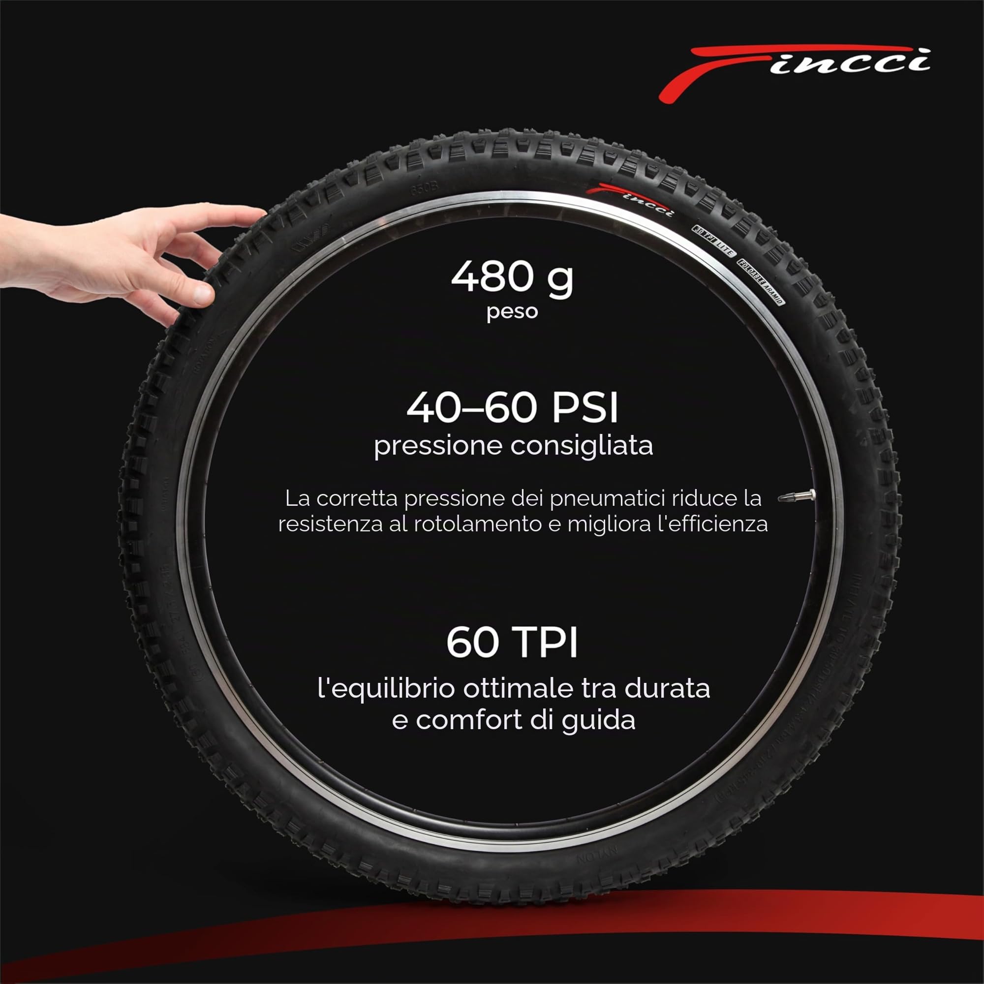 Fincci Bici Copertoni MTB 27.5 x 2.25 - Coppia Pieghevole Gomme Nero 57-584 con Antiforatura 1mm - Biciclette Pneumatici 27,5" per Adulto Donna e Uomo - Imballaggio Accessori per Mountain & E bike