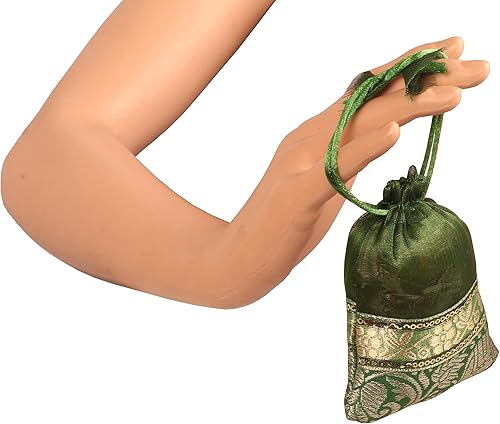 Miniatura 3 de Touchstone Preciosas bolsas de regalo reutilizables, respetuosas con el medio ambiente, con cordón grande con patrón de elefante brocado para