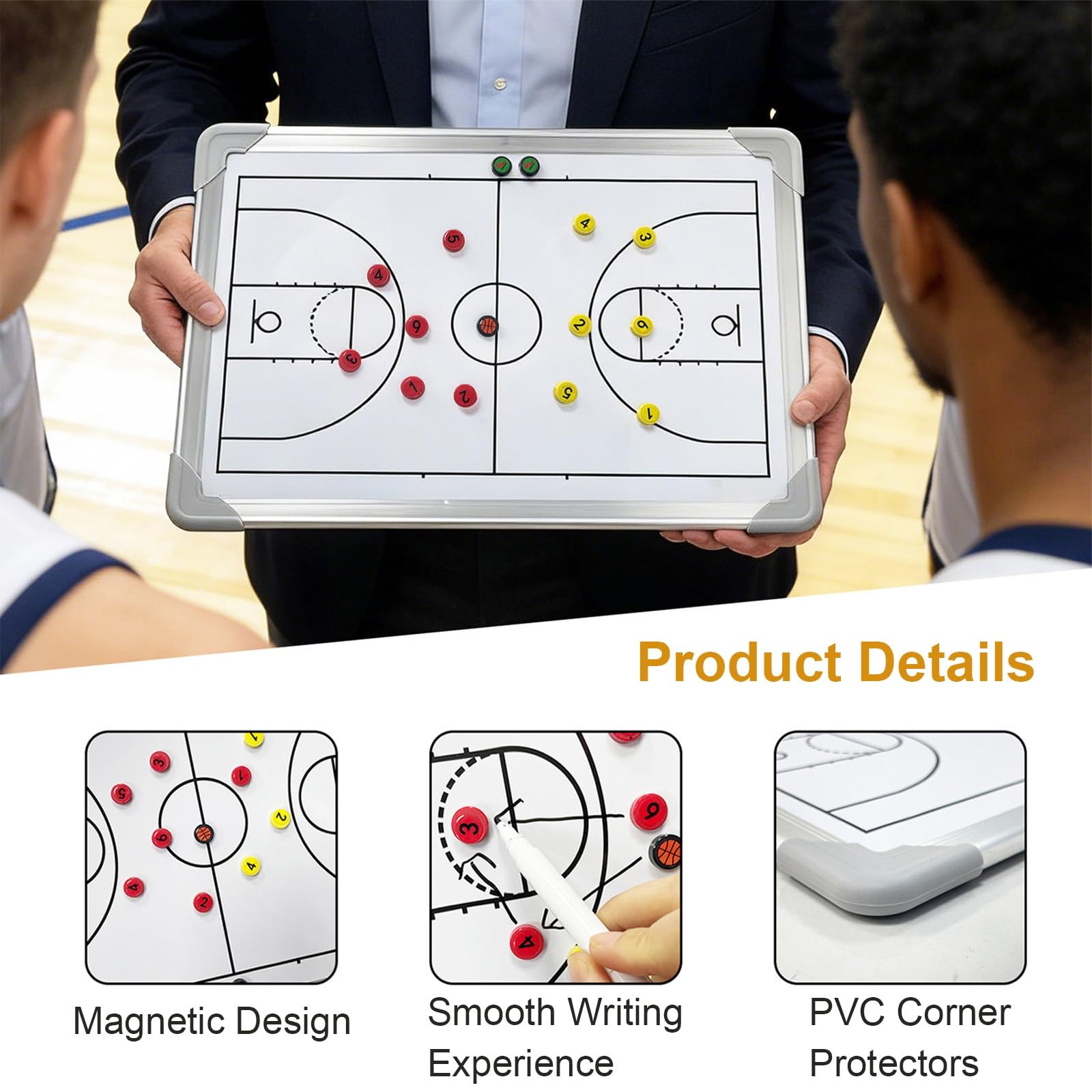 Magnetica Allenatore di Board Portatile, Coaches Lavagna Tattica, Cancellabile, Ideale per Esercitazioni Tattiche e per Annotare I Punti Chiave