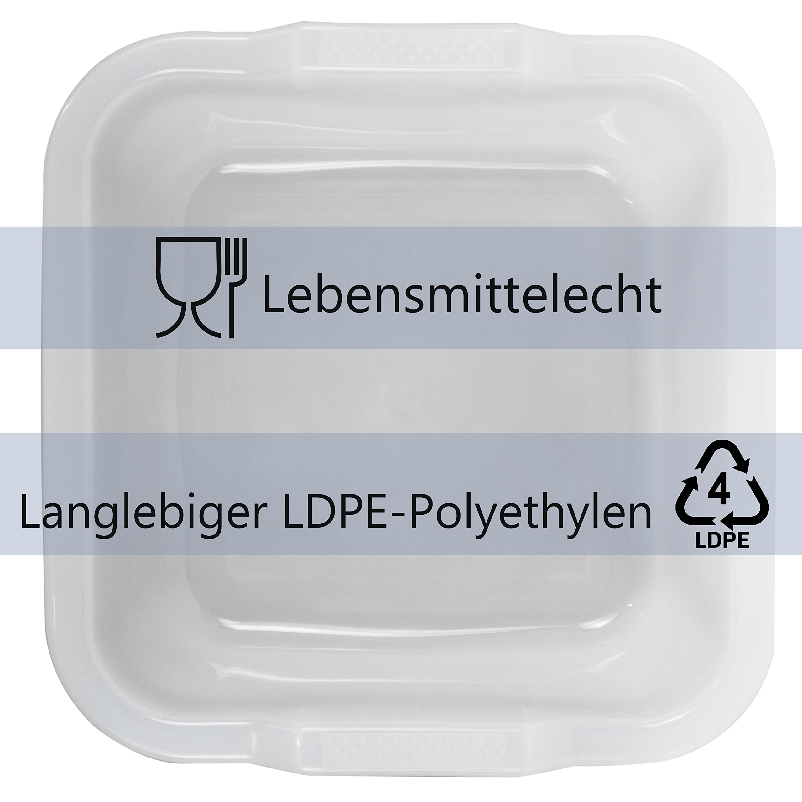 Schüssel 16 Liter quadratisch 38x37x18 cm weiß LDPE-Kunststoff lebensmittelecht Universal Haushaltsschüssel nestbar