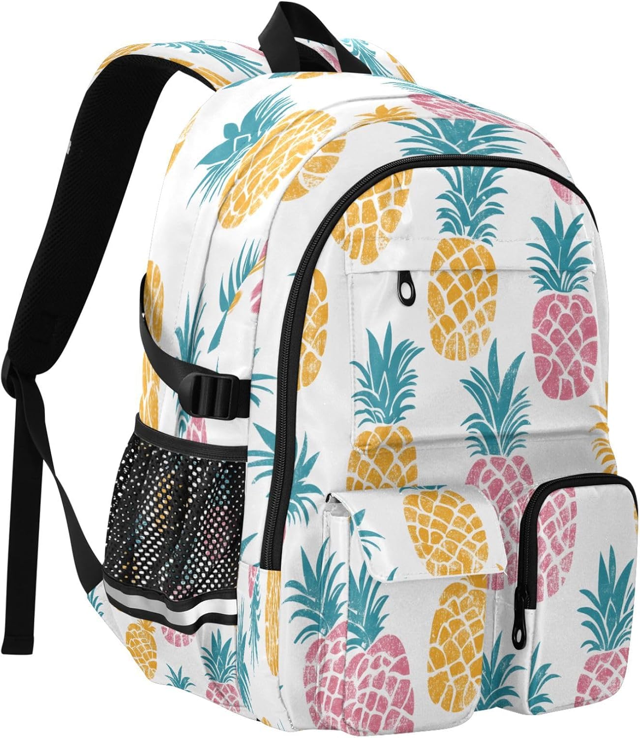 Student Laptop Backpack, Pineapple Colorful 30L Travel Daypack for Teens College, Casual School Shoulder Bag for Women Men Boys Girls, Fits 14 inch Laptop image 2