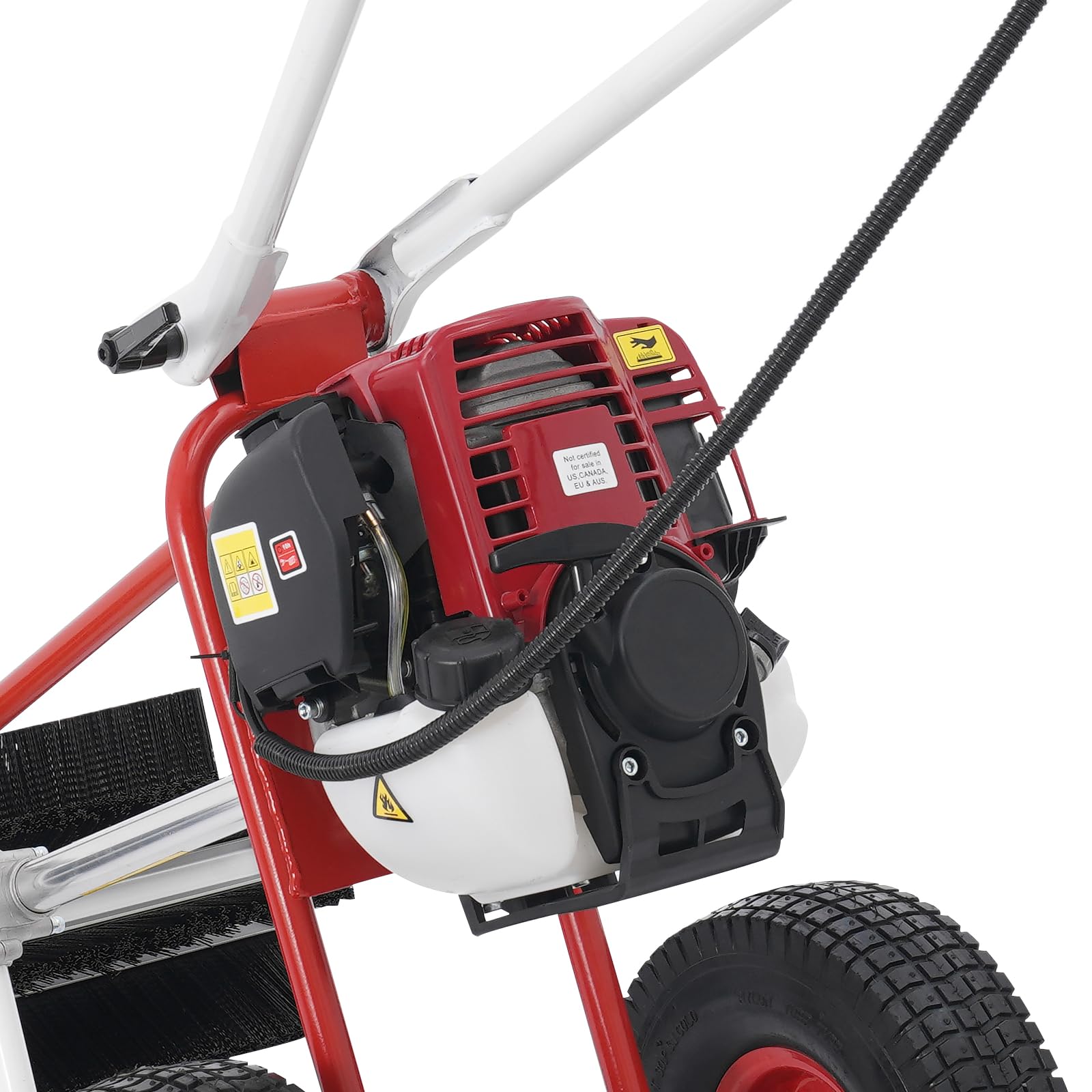 43CC Kehrmaschine Benzin, Benzinkehrmaschine, 2-Takt-Motor mit 8500 U/min, Benzinmotor-Besen, zum Reinigen von Kunstrasen und Straßen