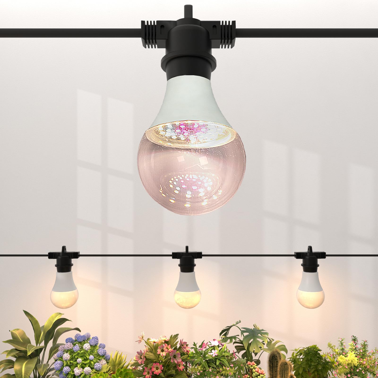 Grow Lights Hanging for Indoor Plants - Full Spectrum LED String Grow Light Bulbs with E26 Base，Waterproof 45W Durable Plant Lighting for Seeds, Flowers, Succulents, Indoor &amp; Outdoor Use (3 Lights)