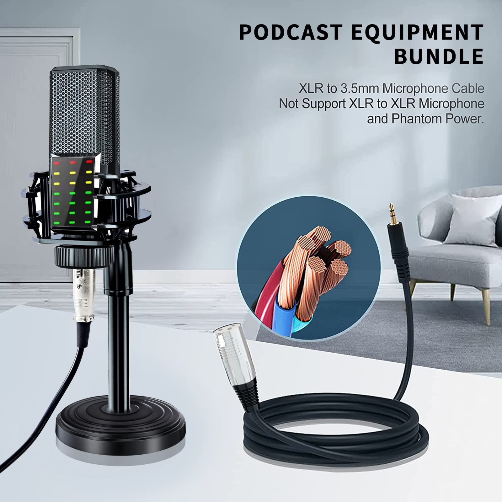Kit Streaming Tout-en-un - Carte Son V8s + Micro à Condensateur Métal - Pour Podcast, Karaoké, Gaming