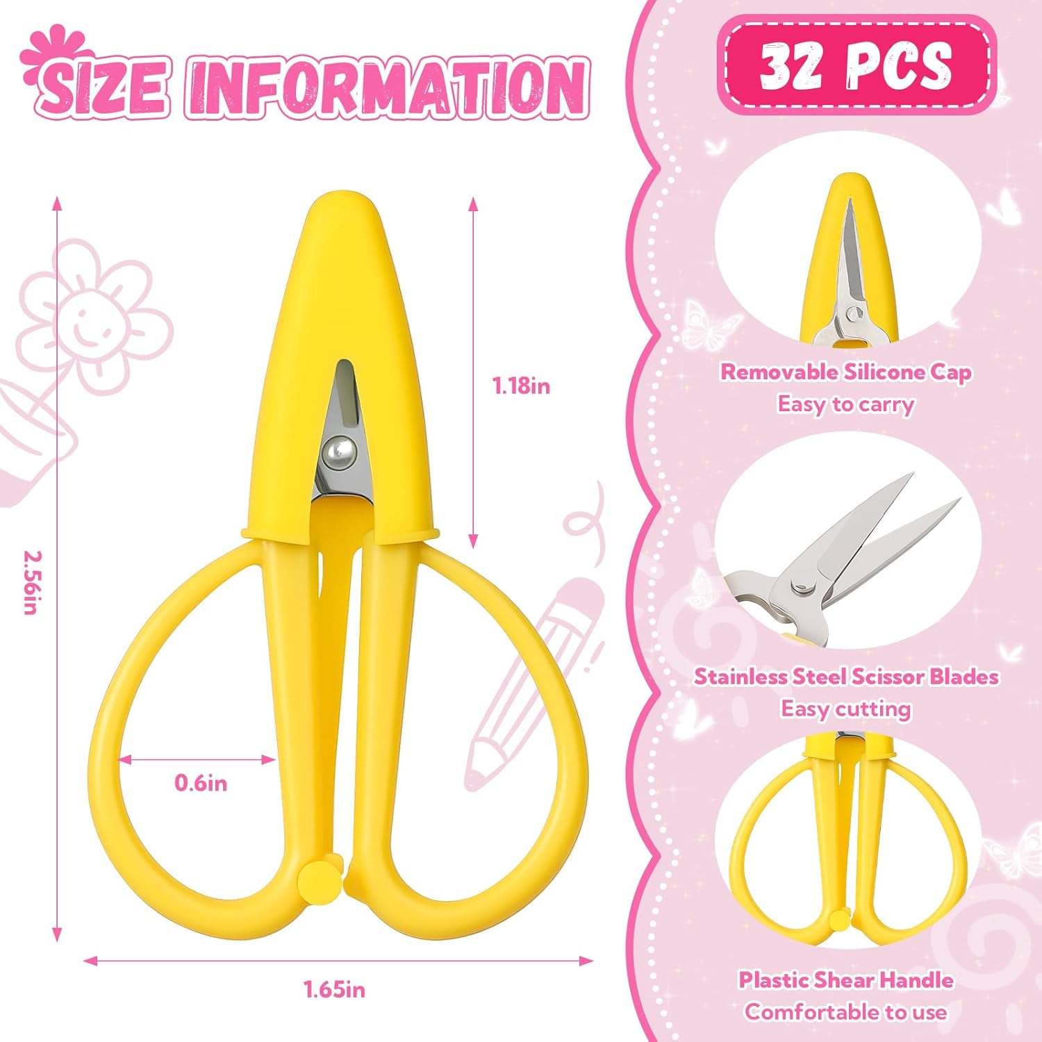 32 Pack Mini Scissors Thread Snips Tiny Colorful Small Sharp Scissors All Purpose with Cover Travel Scissors for Crafts Sewing Embroidery Paper Cutting DIY 4 Colors