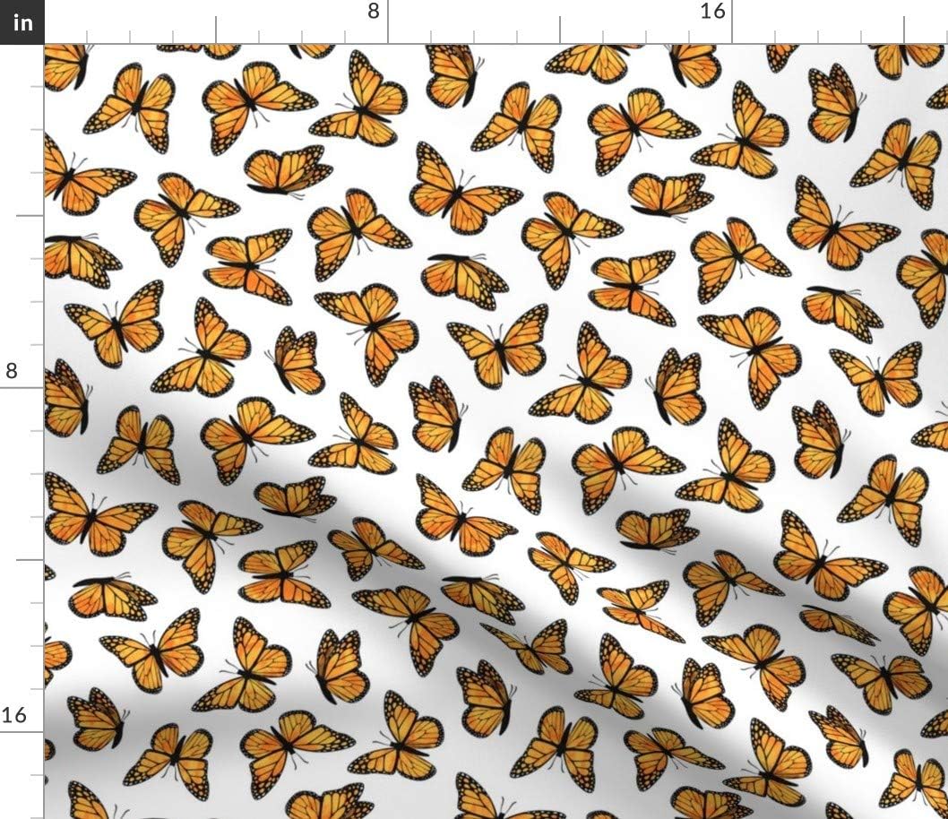 Spoonflower Fabric - Small Scale Monarch Butterflies Butterfly Spring Insect Pollinator Printed on Petal Signature Cotton Fabric by The Yard - Sewing Quilting Apparel Crafts Decor