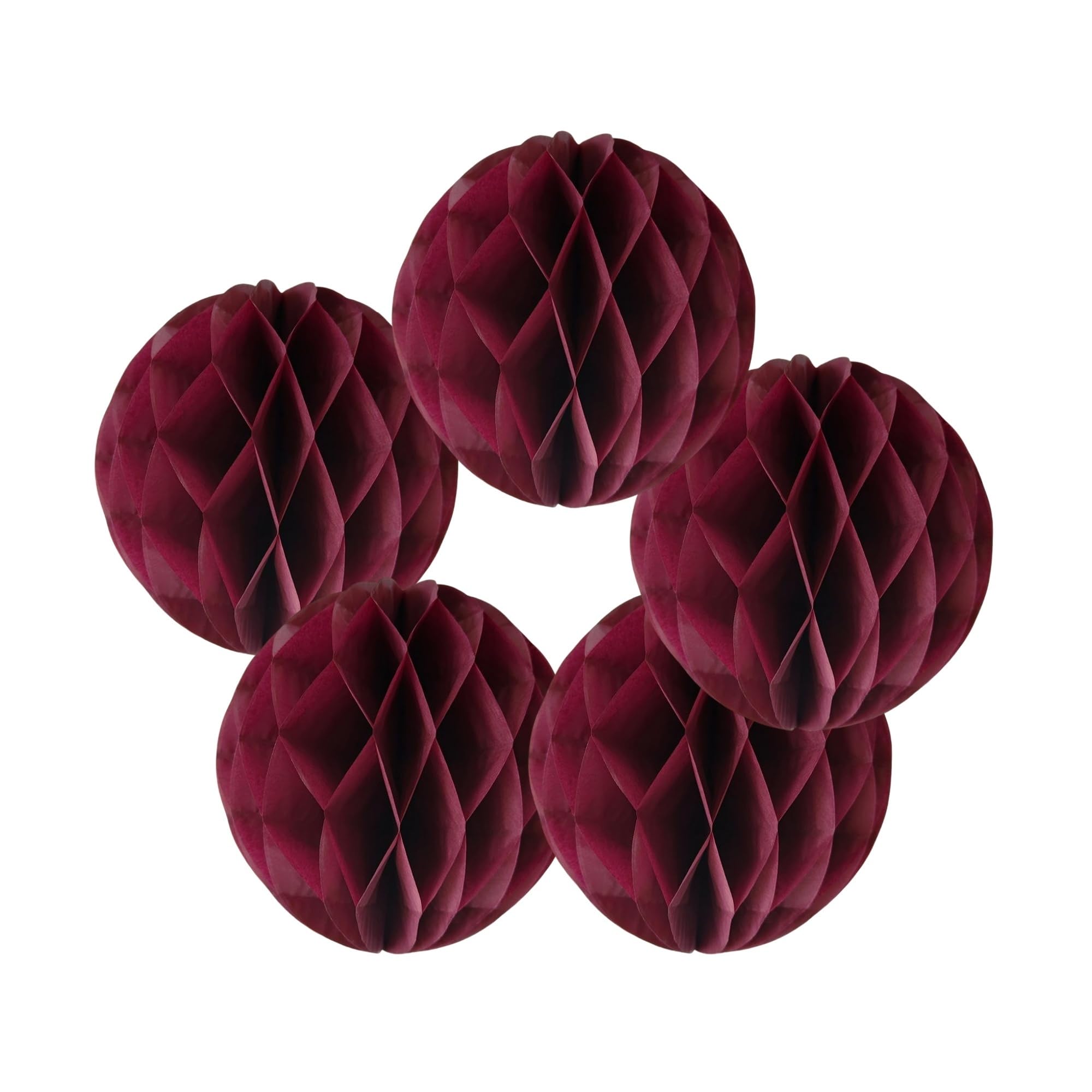 SrchJoy Honeycomb Paper Ball Party Decorations Pack of 5 Tissue Pom Poms Flower Ball Garland Birthday Baby Shower Wedding Party Decor (Burgundy, 5 Pcs - 8" (20cm))