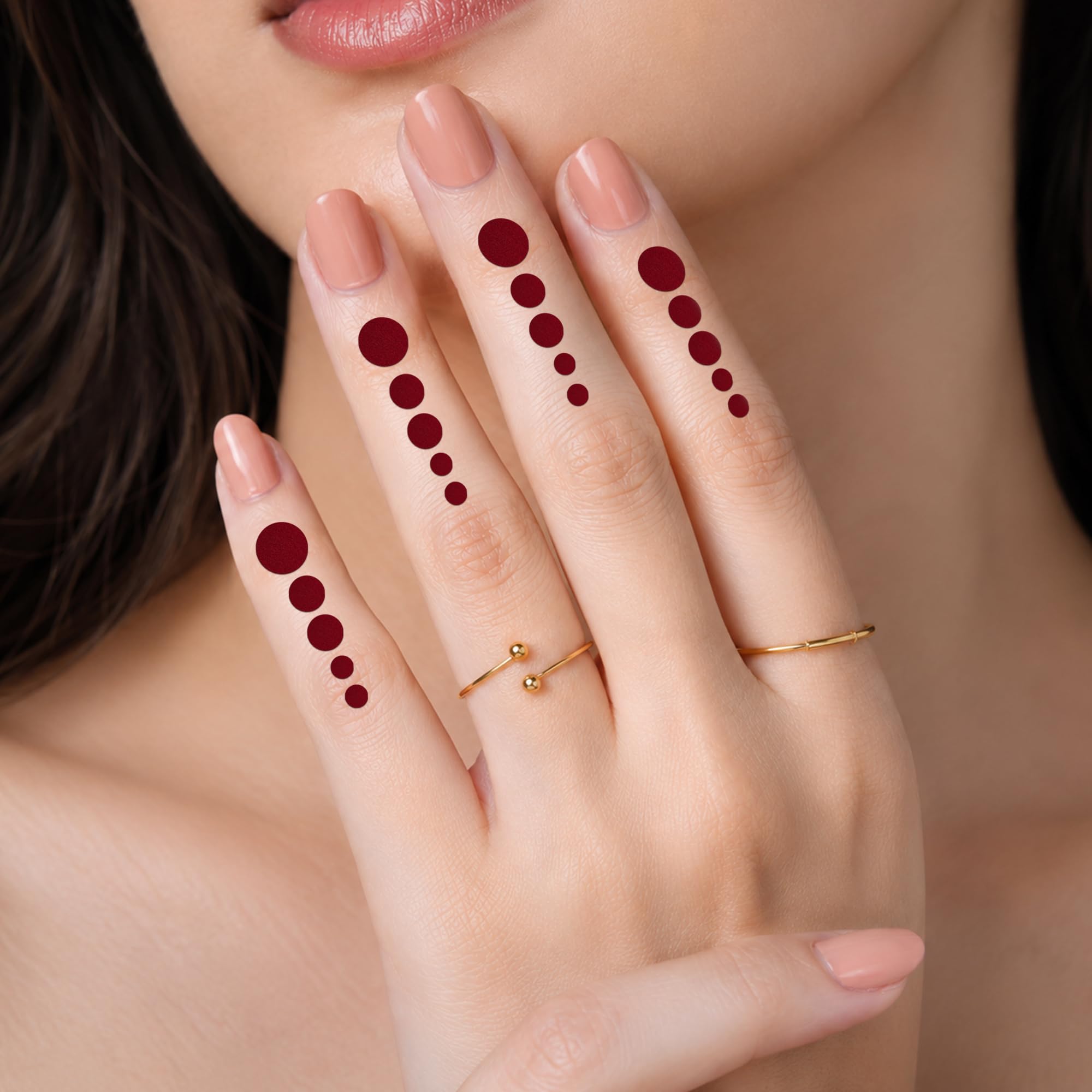 Comet Busters Velvet Finger Bindis for Women & Girls | Self Adhesive Maroon Finger Dot Bindi (CFINBIN003)-image-20
