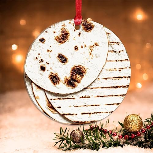 Miniatura 9 de Adorno de Navidad de tortilla mexicana, adornos para árbol de Navidad, decoración de cocina, tortillas de comida, burrito, decoraciones de Navidad,