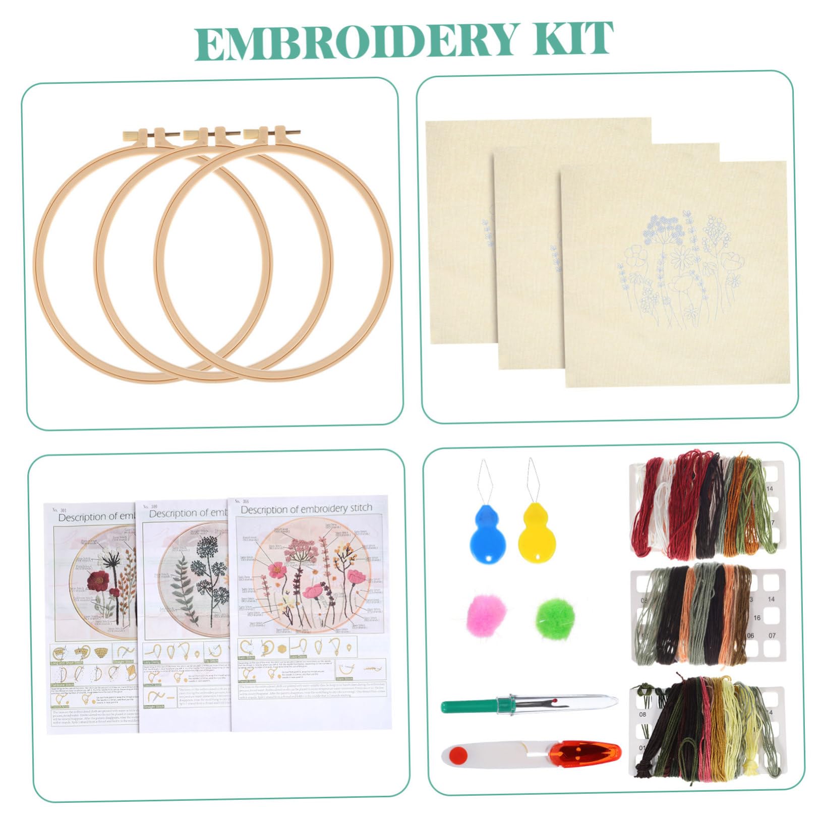 DOITOOL Kit De Bordado Fácil Herramientas De Bordado Para Principiantes y Adultos Kits De Punto De Cruz