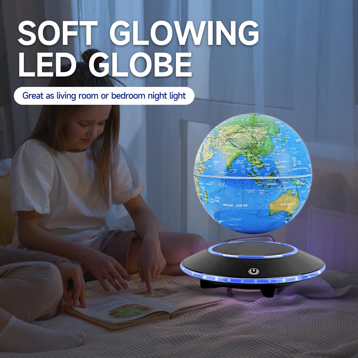 Lewitacja magnetyczna pływająca lampa globusowa lewitujący globus wielokolorowe zmieniające się oświetlenie LED pływająca obrotowa lampa biurkowa lampki nocne światła do biura dekoracja stołu