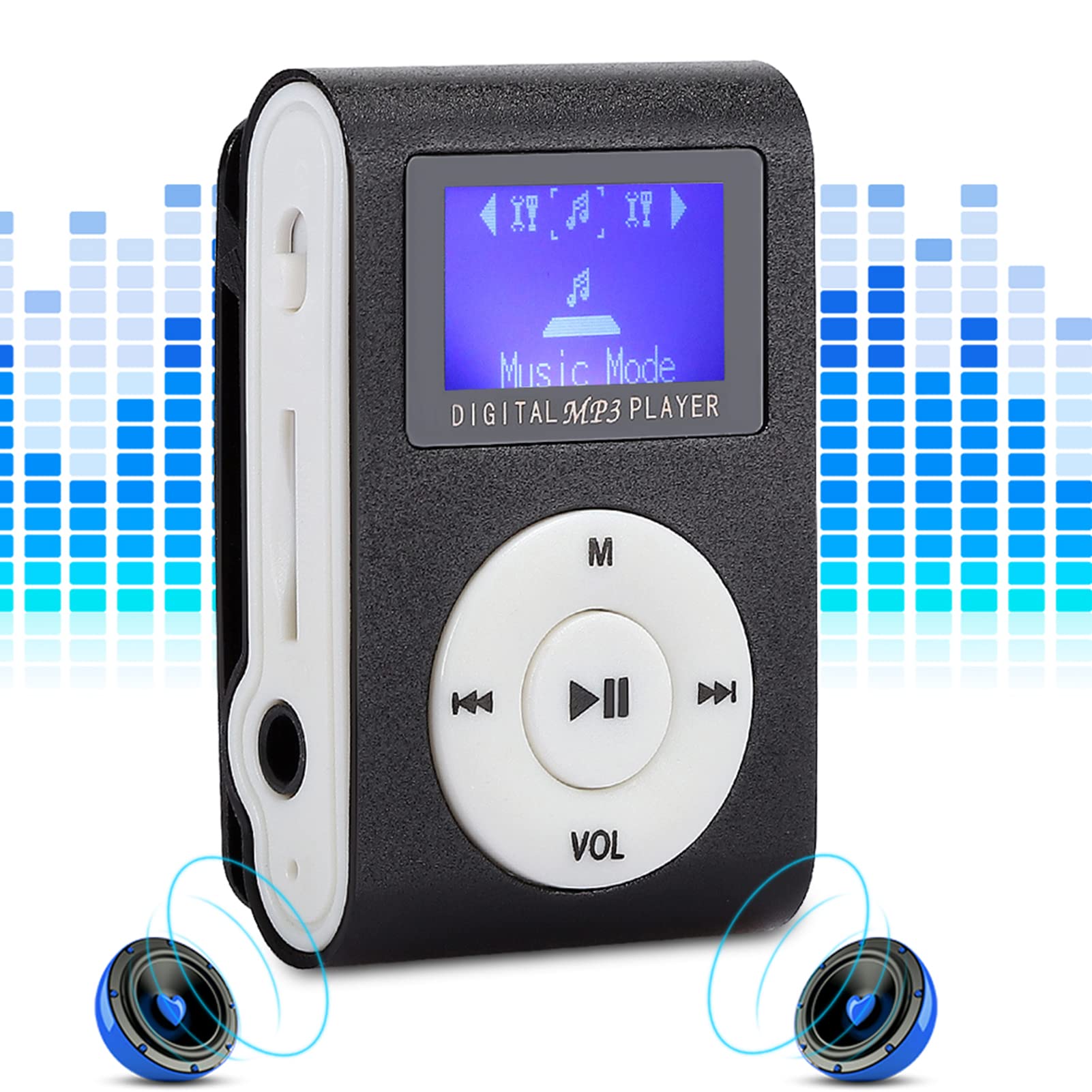 Lettore Mp3, Mp3 Sportivo Portatile, Torcia Mini Clip Posteriore Mini Schermo LCD Lettore Multimediale Musicale, Mini Mp3 con Cuffie, Leggero E Portatile, Per Nuoto, Bagno, Immersioni(argento