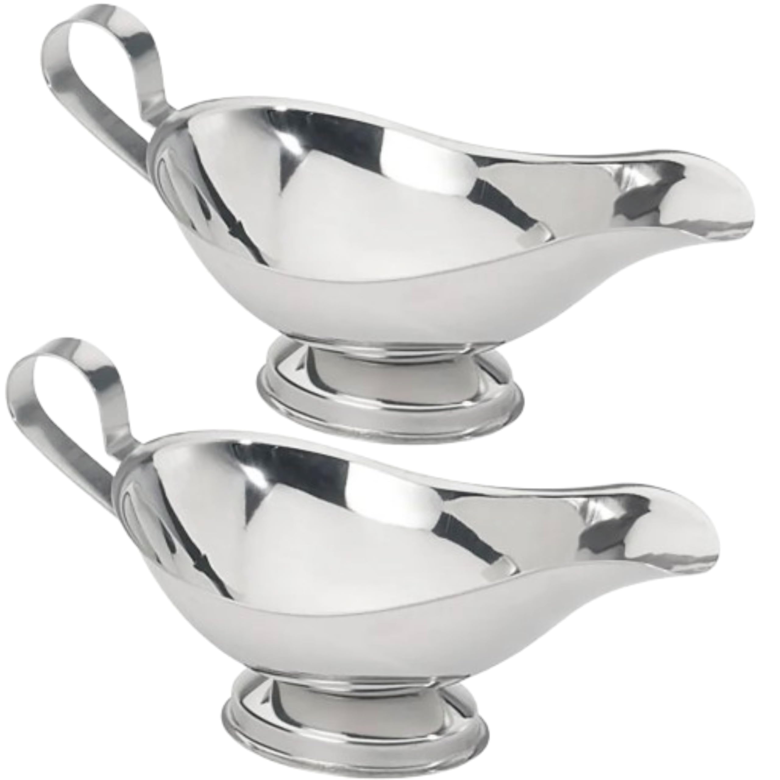 Stainless Steel Gravy Boat – Elegant Sauce Server with Gadroon Base & Easy-Pour Lip – Durable Metal Sauce Boat for Gravy, Dressings, Syrups, and
