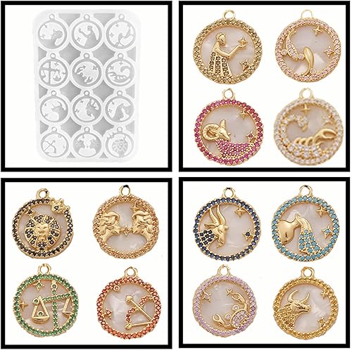 Miniatura 5 de 1 pieza de aretes de constelación del zodiaco, molde para aretes, collar, espejo, gota, pegamento, botella de silicona Tauro Virgo para bricolaje de