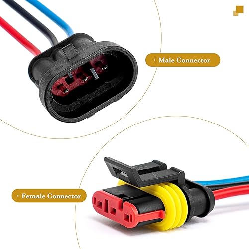 Miniatura 3 de HYAT Conector Impermeable de Enchufe de 3 Pines 16AWG, Conectores de Cables Eléctricos Automotrices Macho y Hembra Arnés Adecuados para Automóvil,