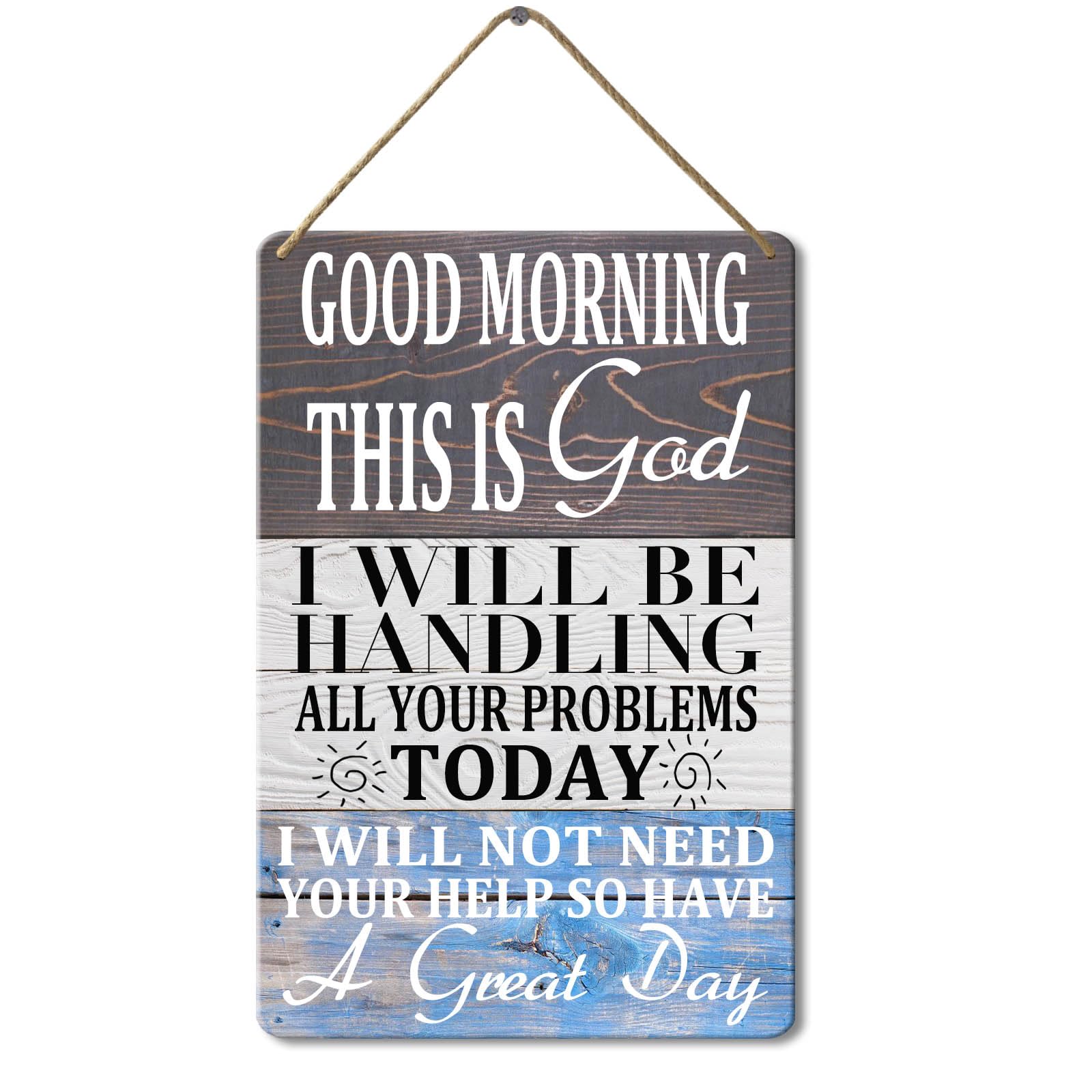 Wooden Sign God Wall Decor, 8x12 Inch, Spiritual Christian Gifts for Women, Men, Catholic Gifts