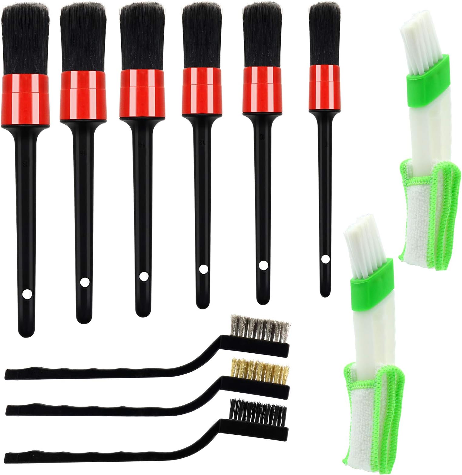 Auto Car Detailing Brush Set 11 PCS Detailing Brushes Set Car Cleaning Brush Kit,Car Interior Cleaning Kit Washing Tools for Cleaning Wheels, Tire,Exterior, Leather, Air Vent Detailing Kit