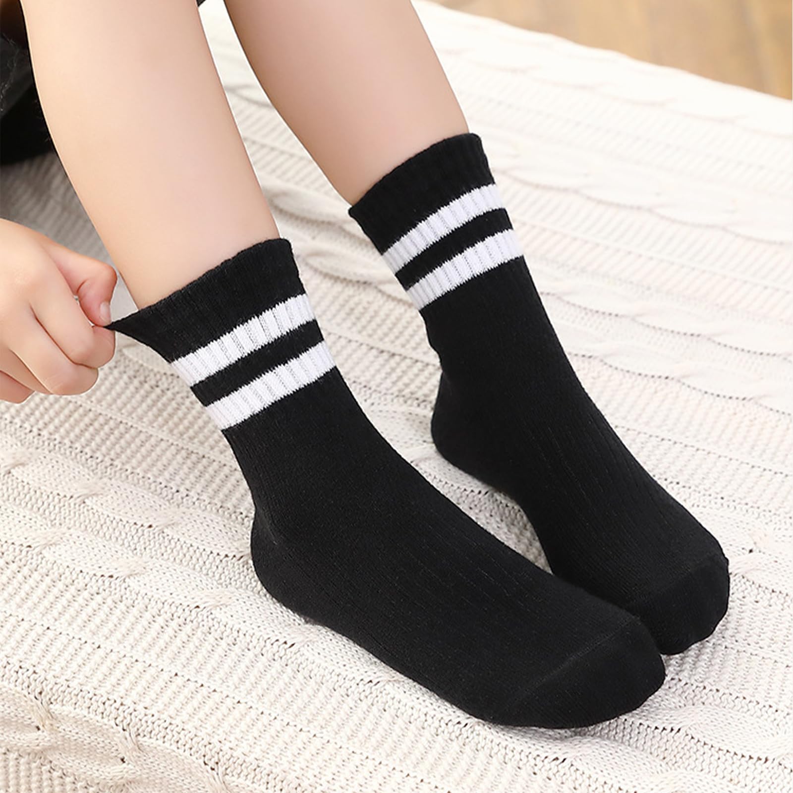 Lot de 12 paires de chaussettes de tennis unisexes en coton pour enfant garçon et fille
