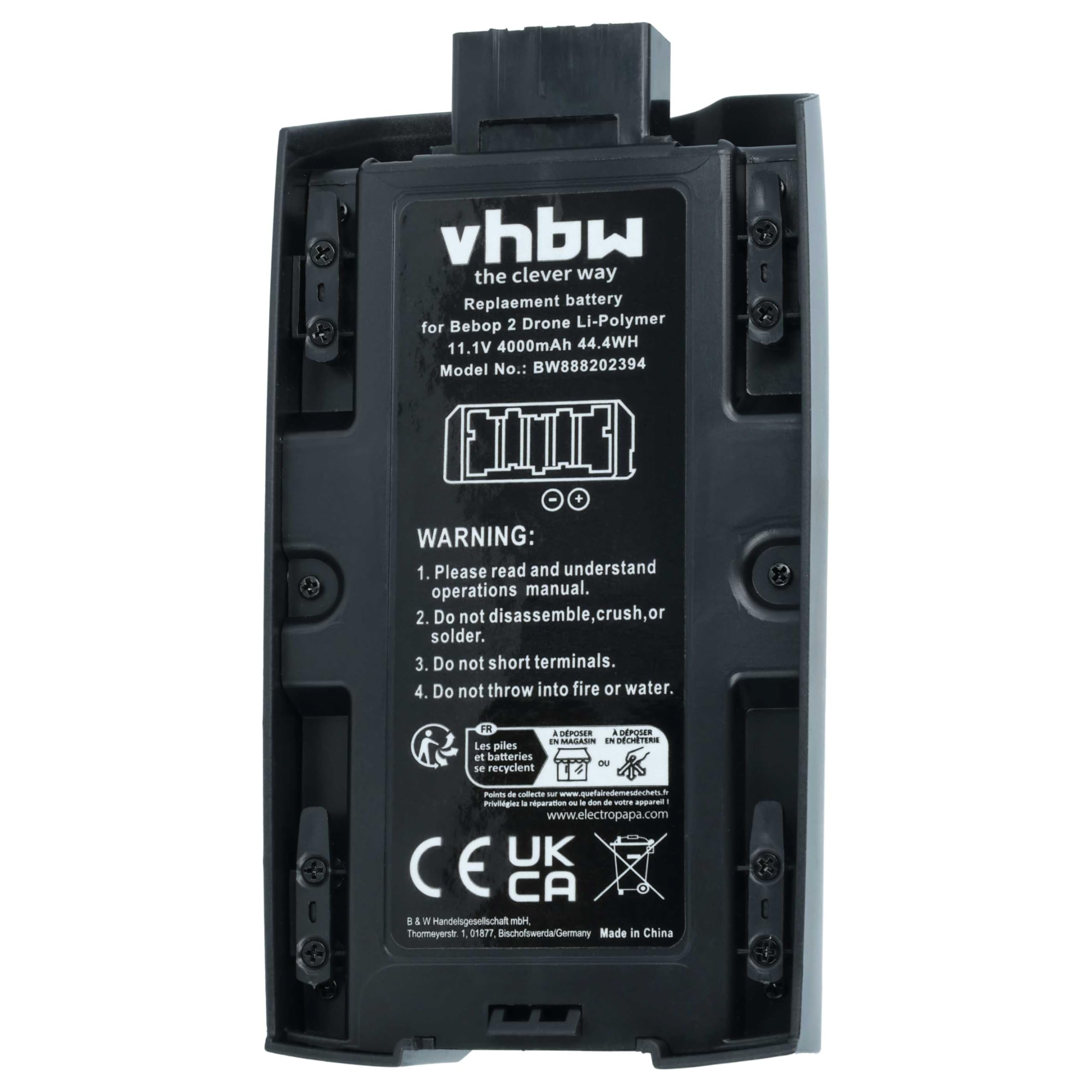 vhbw Batterie Compatible avec Parrot Bebop 2, 2 Pro Drone (4000mAh, 11,1V, Li-polymère)