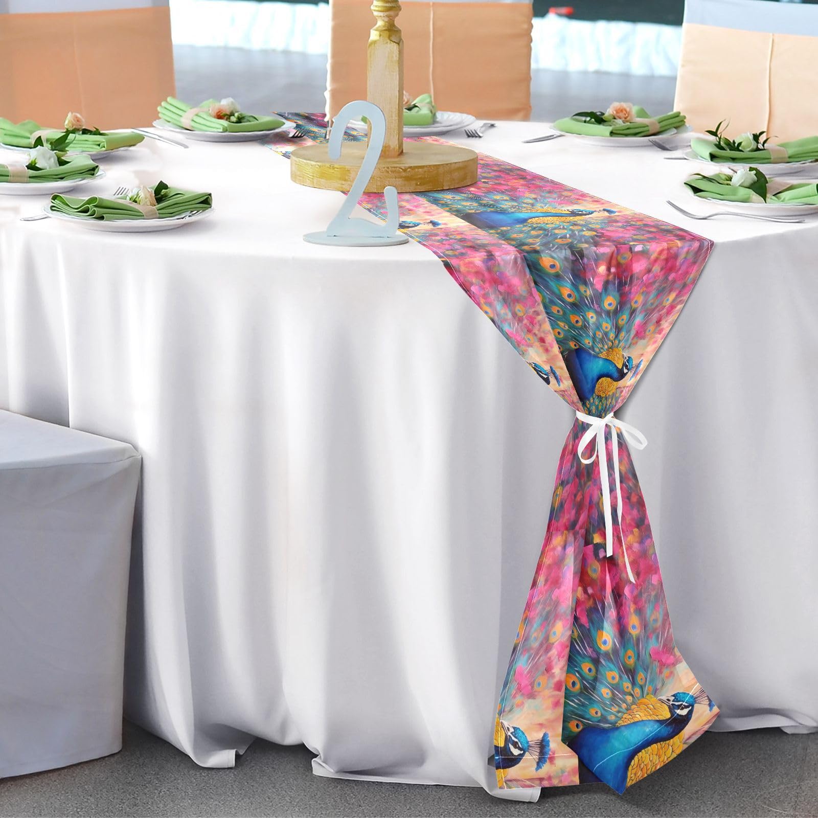 Amazon.com: YETTASBIN Peacock Chiffon Table Runner, Soft Wrinkle