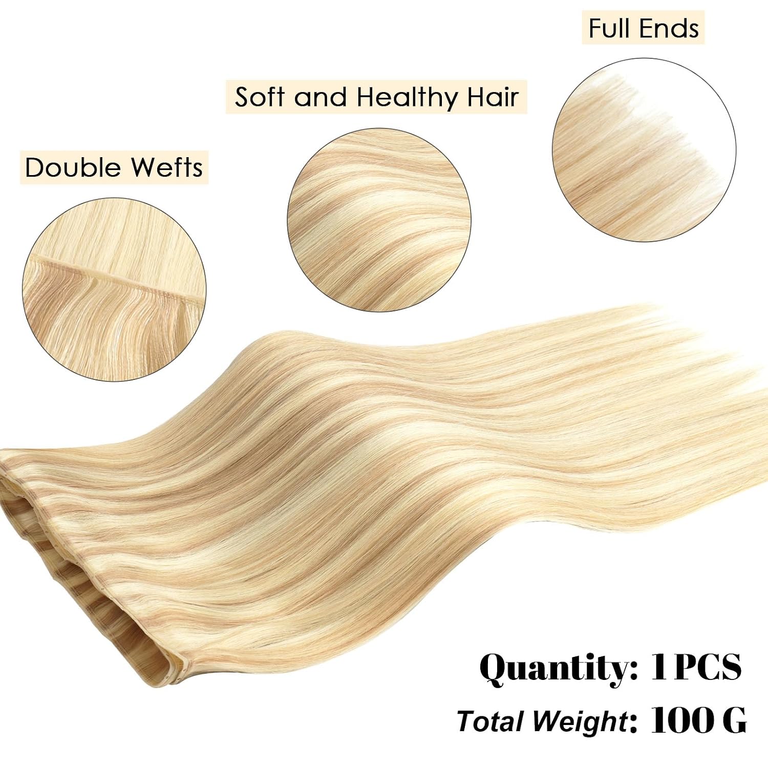 ABH AMAZINGBEAUTY HAIR Butterfly Weft Human Hair Double Sided Color Double Weft Hair Extensions Butterfly Weft Micro Bead Real Remy Human Hair Extensions 100G #60-60P8 Double Sided Color 20 Inch