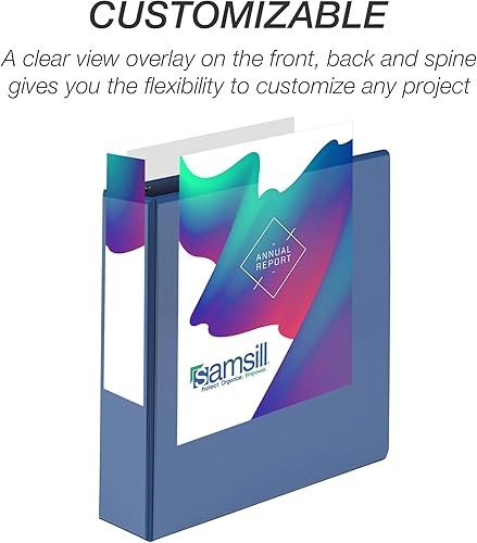 Vista 589 de Samsill Carpeta duradera de 1.5 pulgadas, fabricada en los Estados Unidos, carpeta de anillos en D, carpeta transparente personalizable, surtido